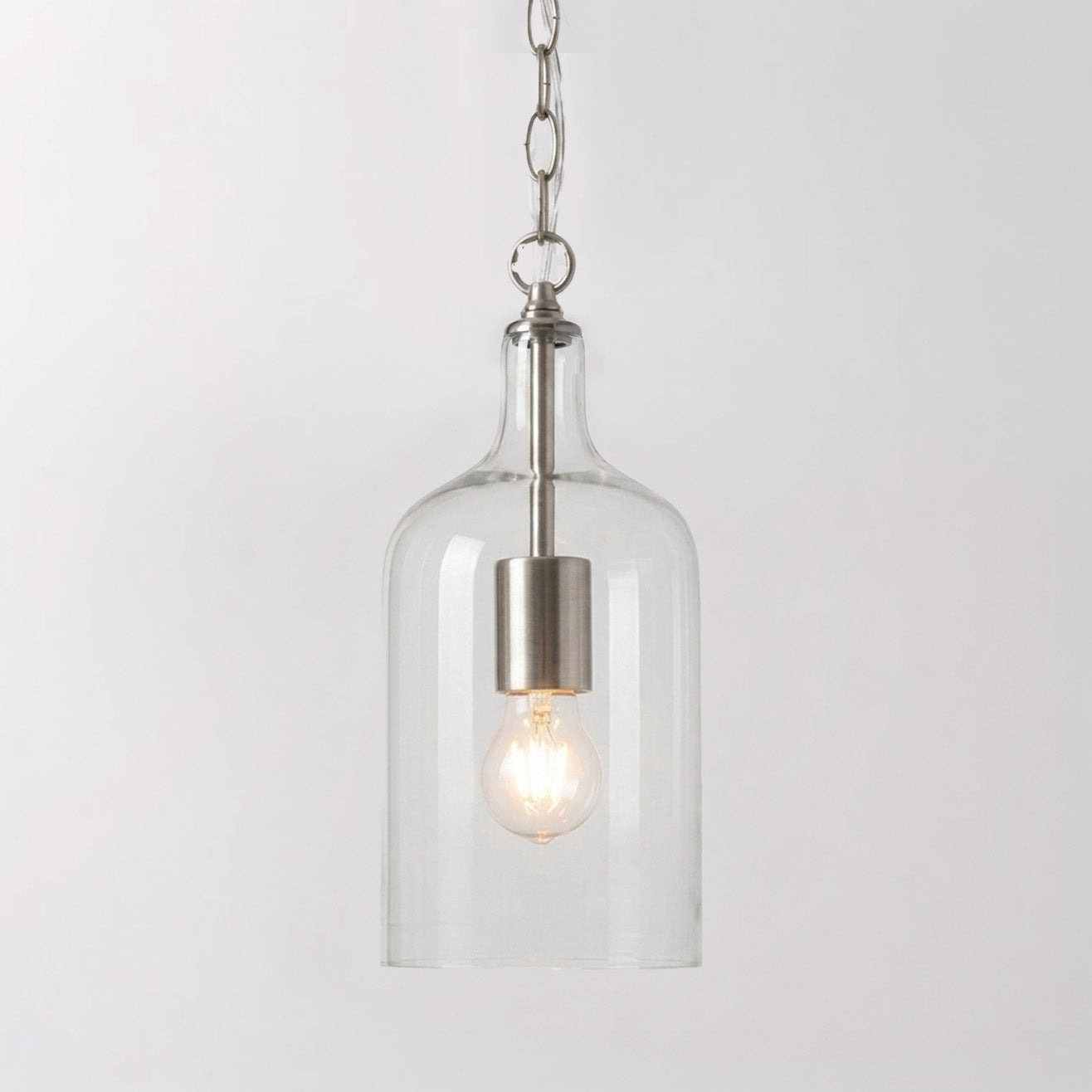 Kendal Nickel Glass Pendant Light - Modern Vintage Elegance