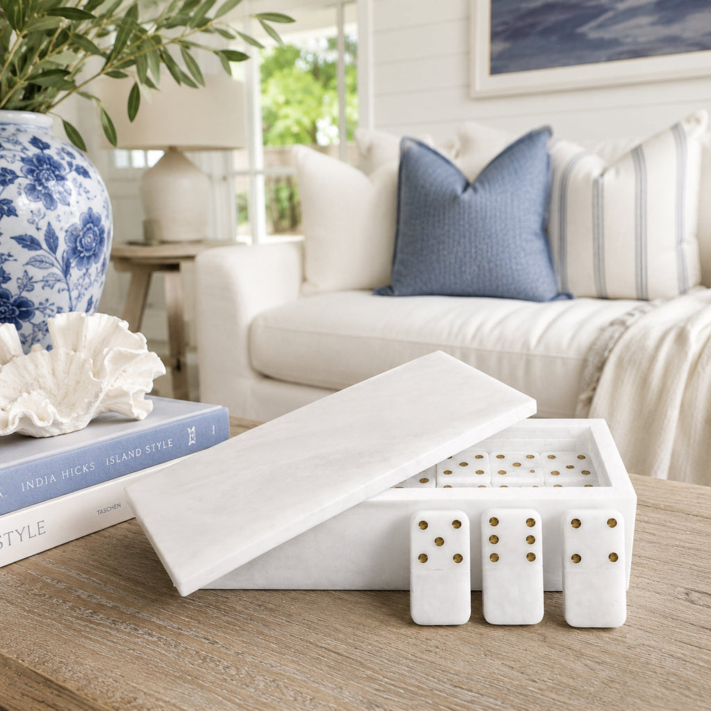 Luxury Alabaster Dominoes Game Set - Timeless Entertainment