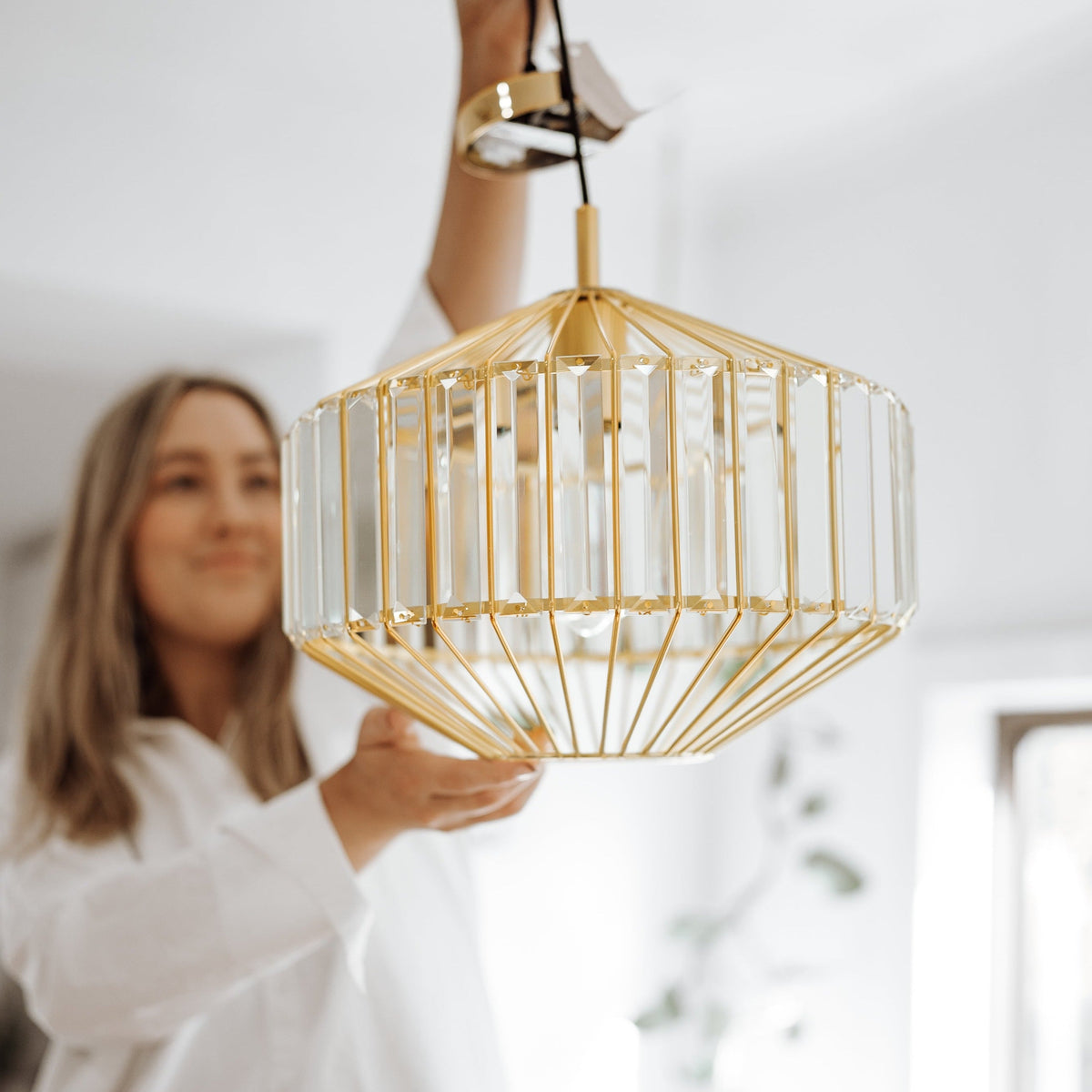 Butler Glass Prism Pendant Light - Gold