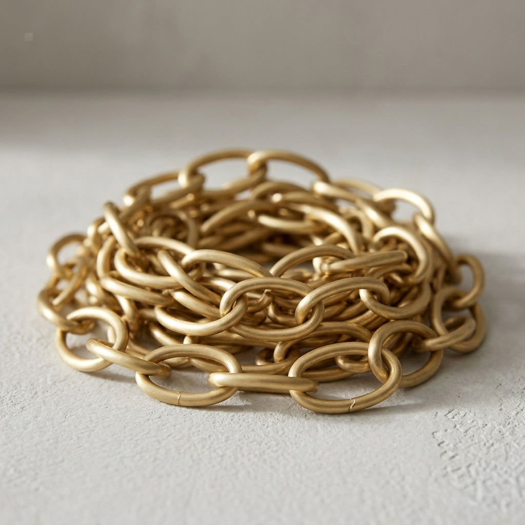 100cm Brushed Brass Chain Extension with Carabiner - Stylish & Versatile