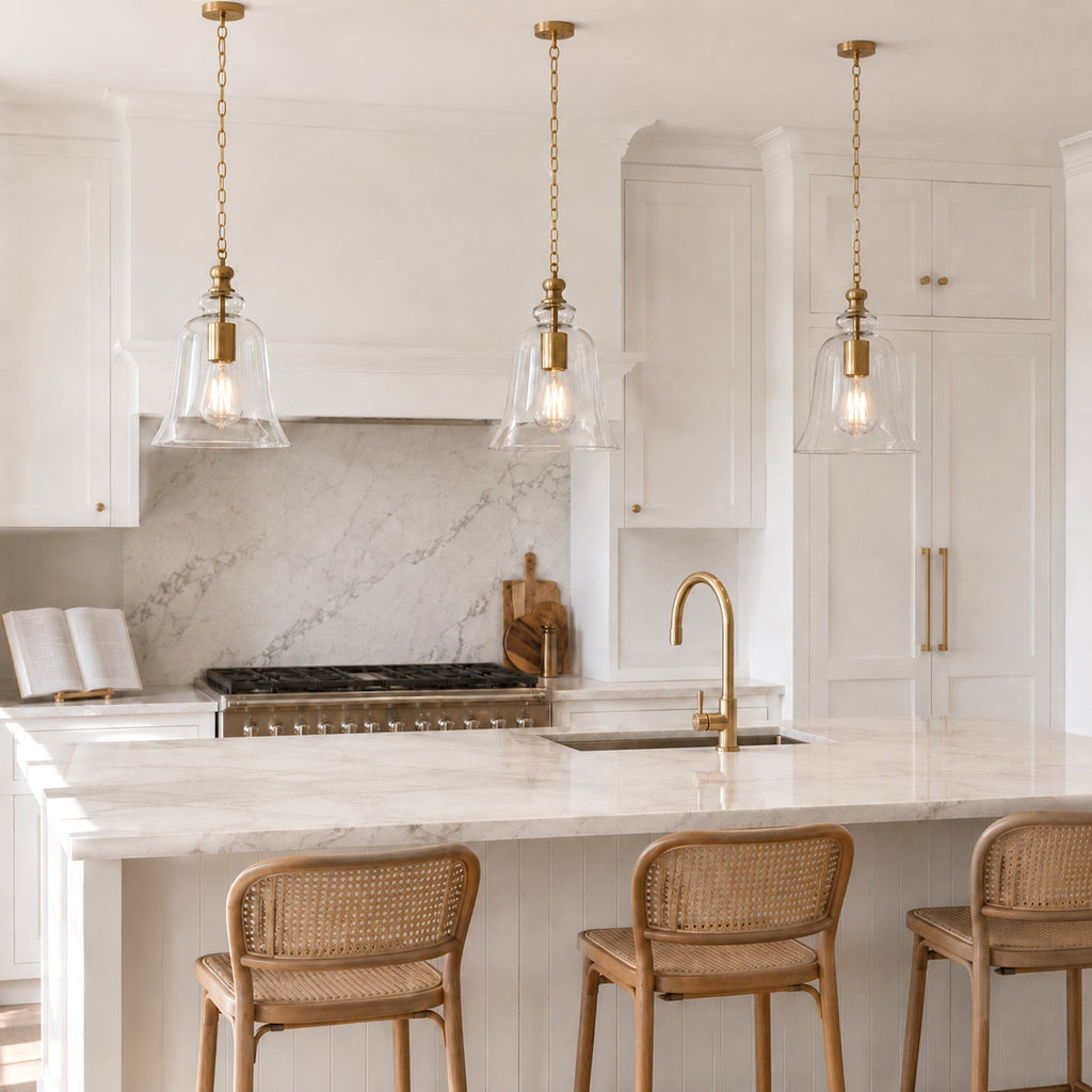 Gracie Glass Bell Shape Pendant Light - Gold