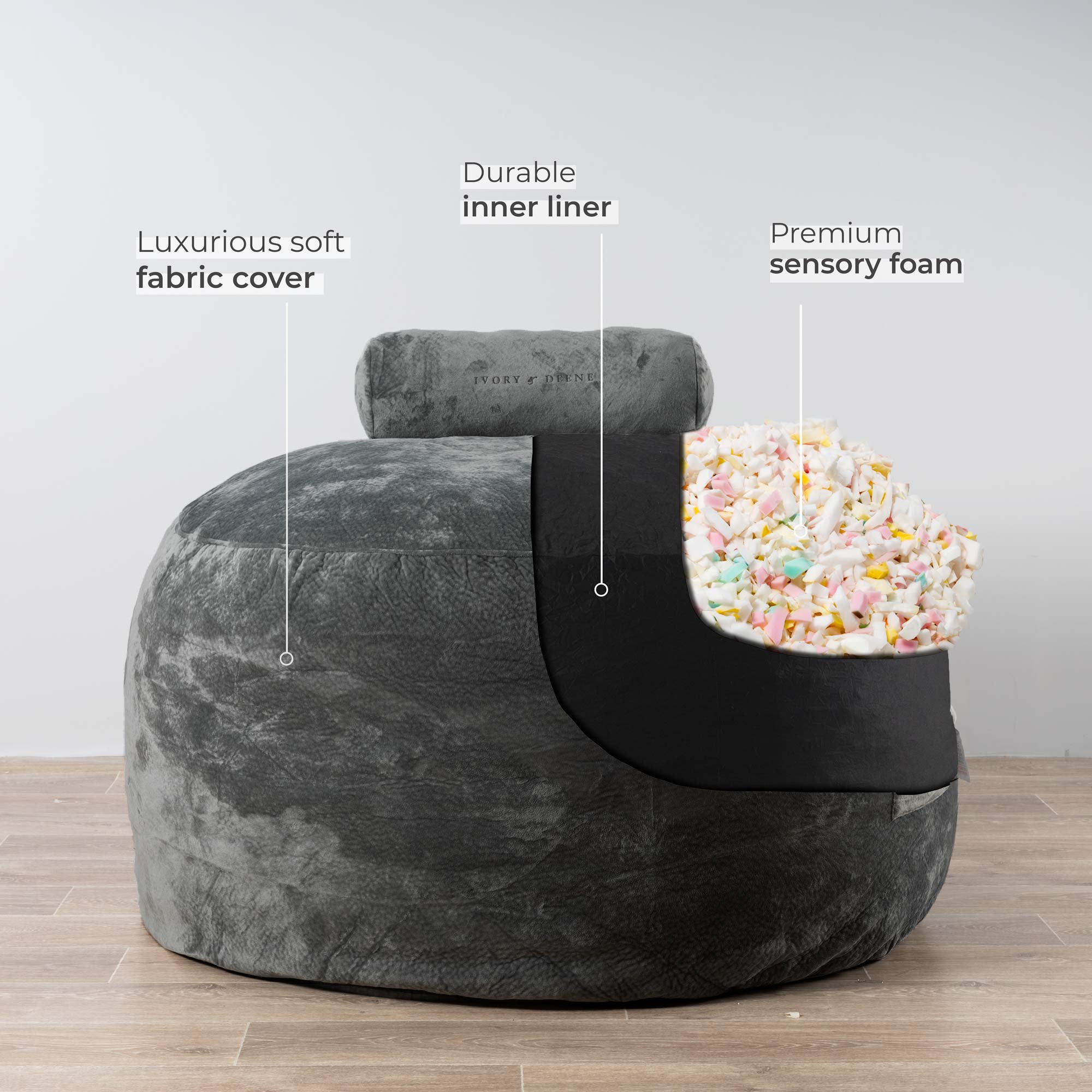 DreamPod Classic Grey Bean Bag - Cloud-Like Comfort & Style
