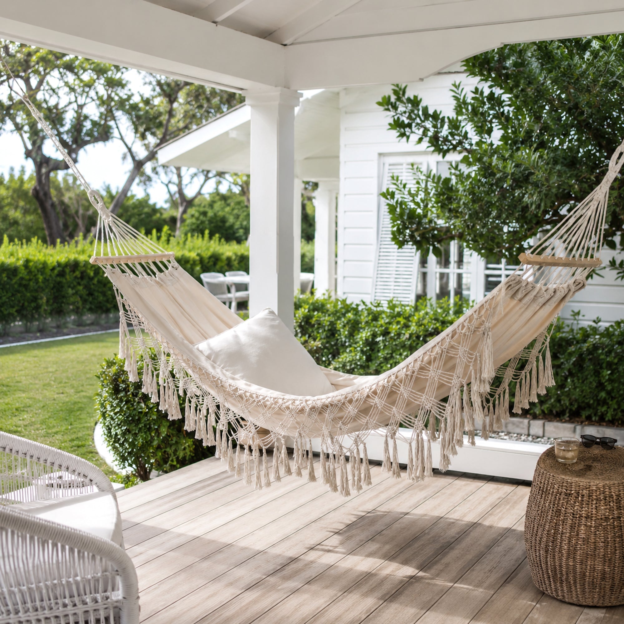 Cabo Deluxe Boho Hammock for 1-2 People with Tassels