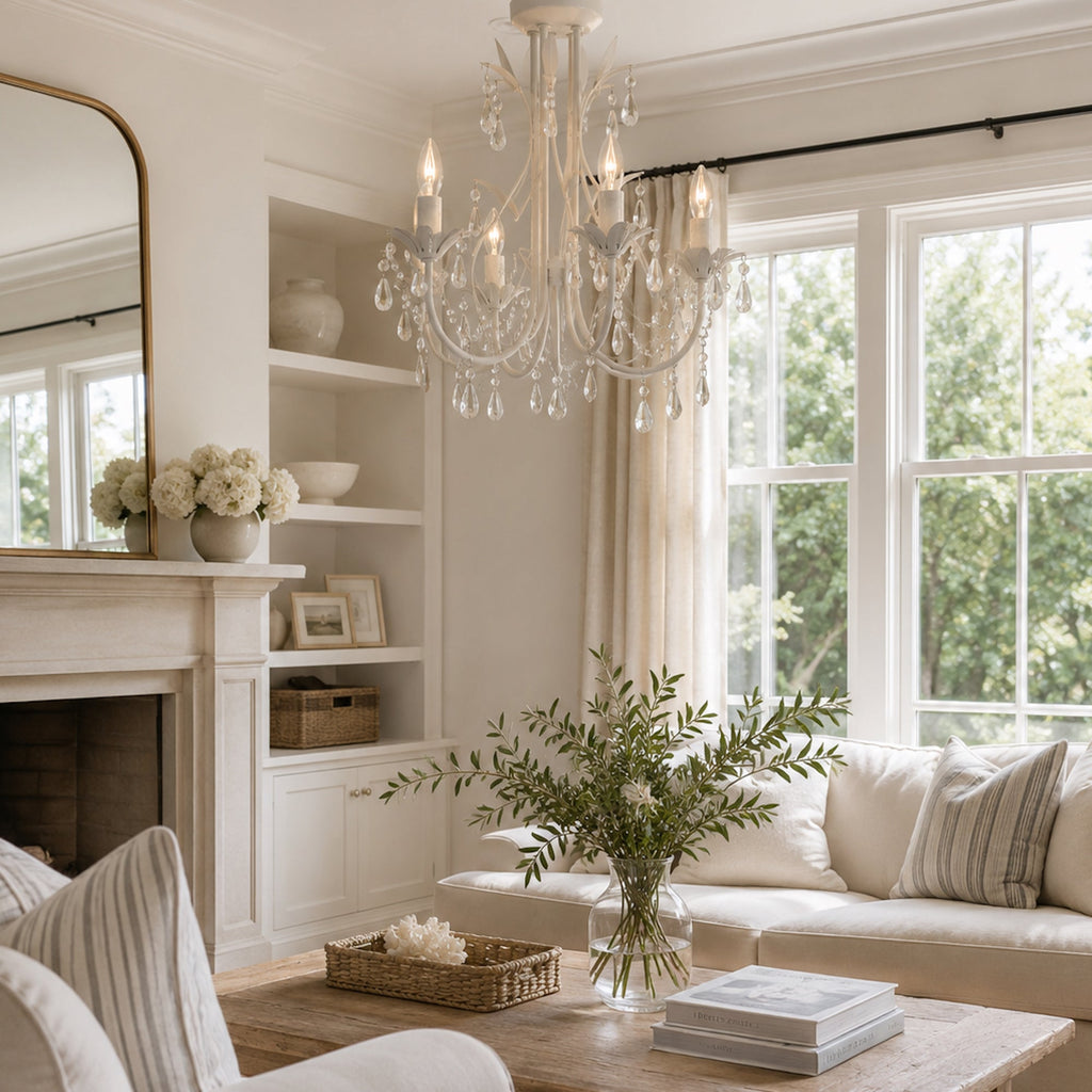 Harmony Leaf Chandelier 5 Light - White