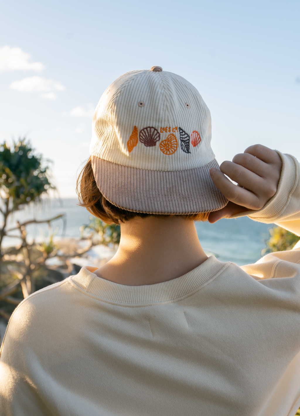 Trendy Corduroy Seashell Cap - 70s Inspired Adjustable Hat