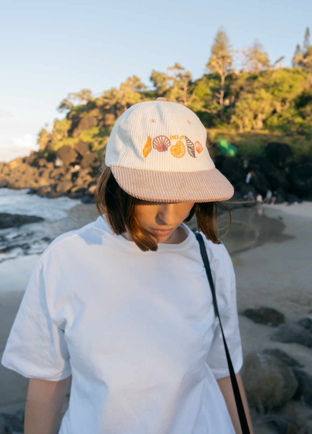 Trendy Corduroy Seashell Cap - 70s Inspired Adjustable Hat