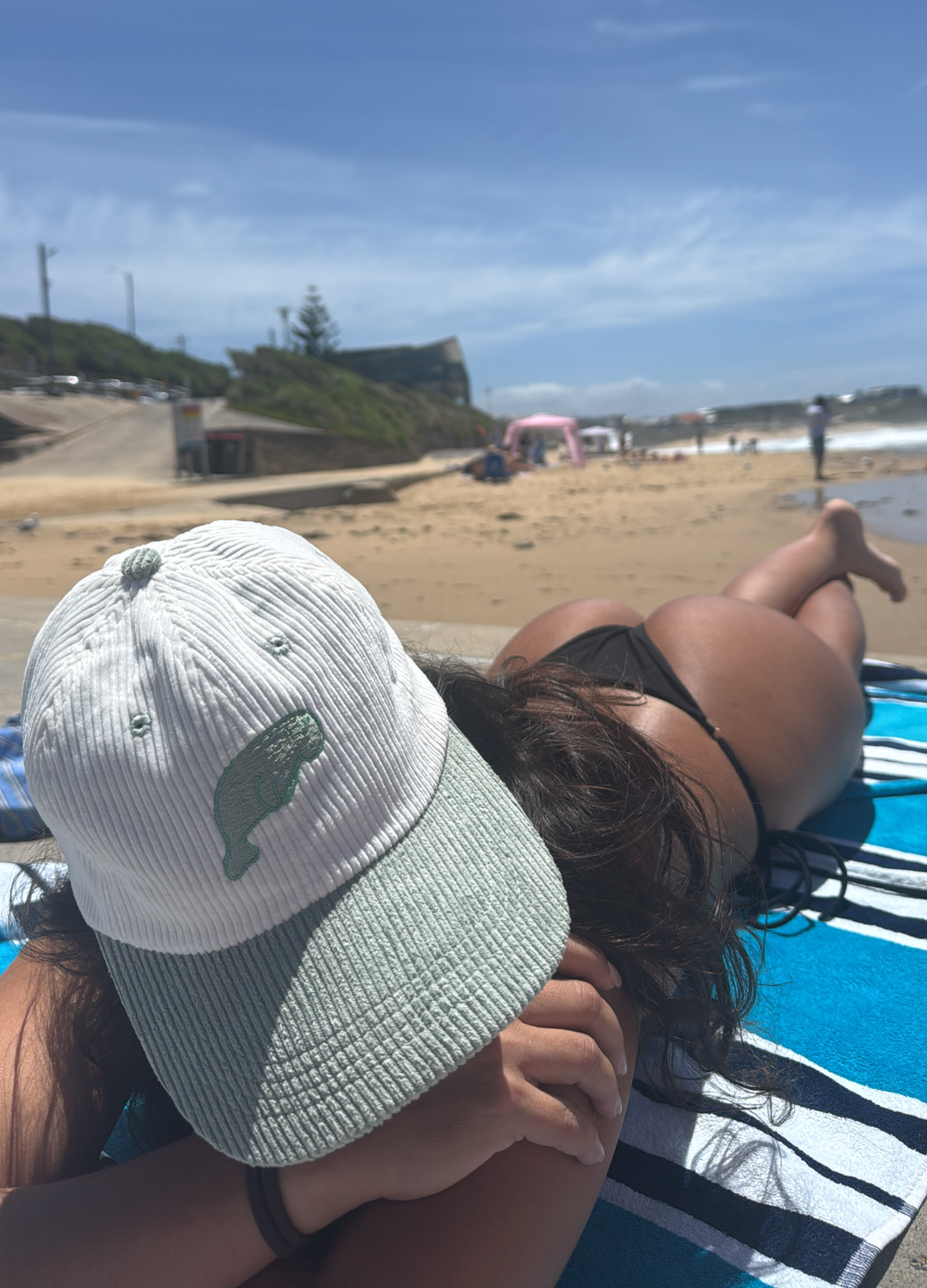 Friendly Dugong Hat - Unique Corduroy Design with Adjustable Fit