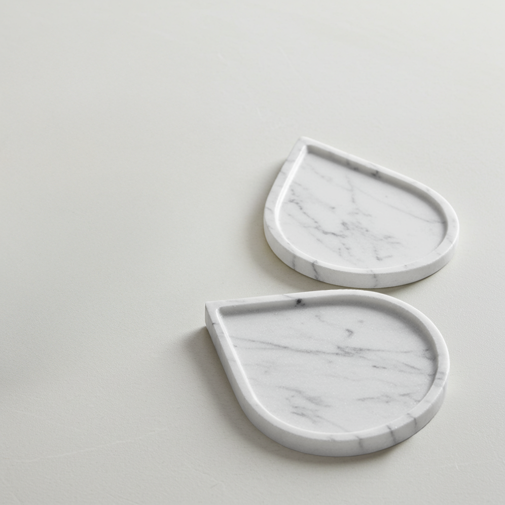 Elegant White Marble Raindrop Coaster Set for Stylish Surfaces
