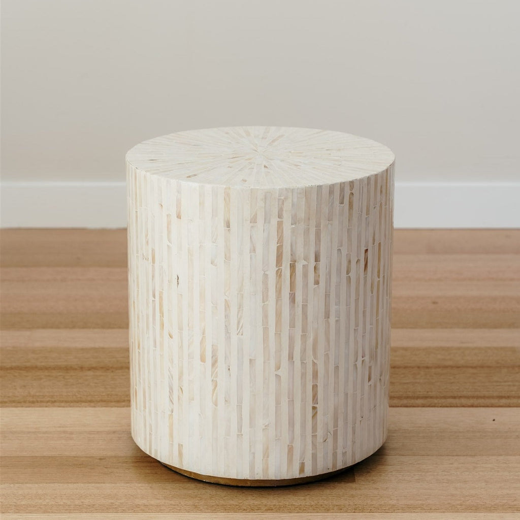 Elegant Hanora Mother of Pearl Inlay Side Table