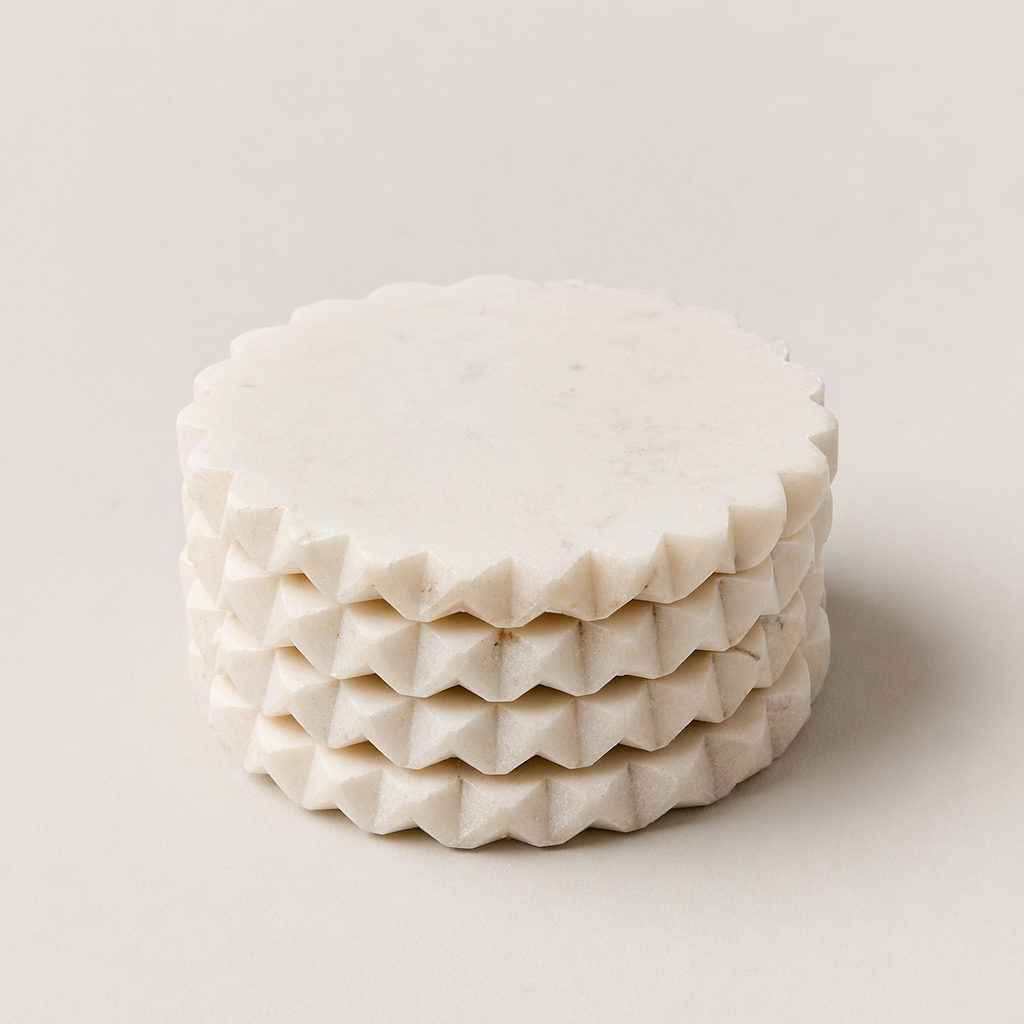 Elegant Jagged Edge Marble Coaster Set for Stylish Home Decor