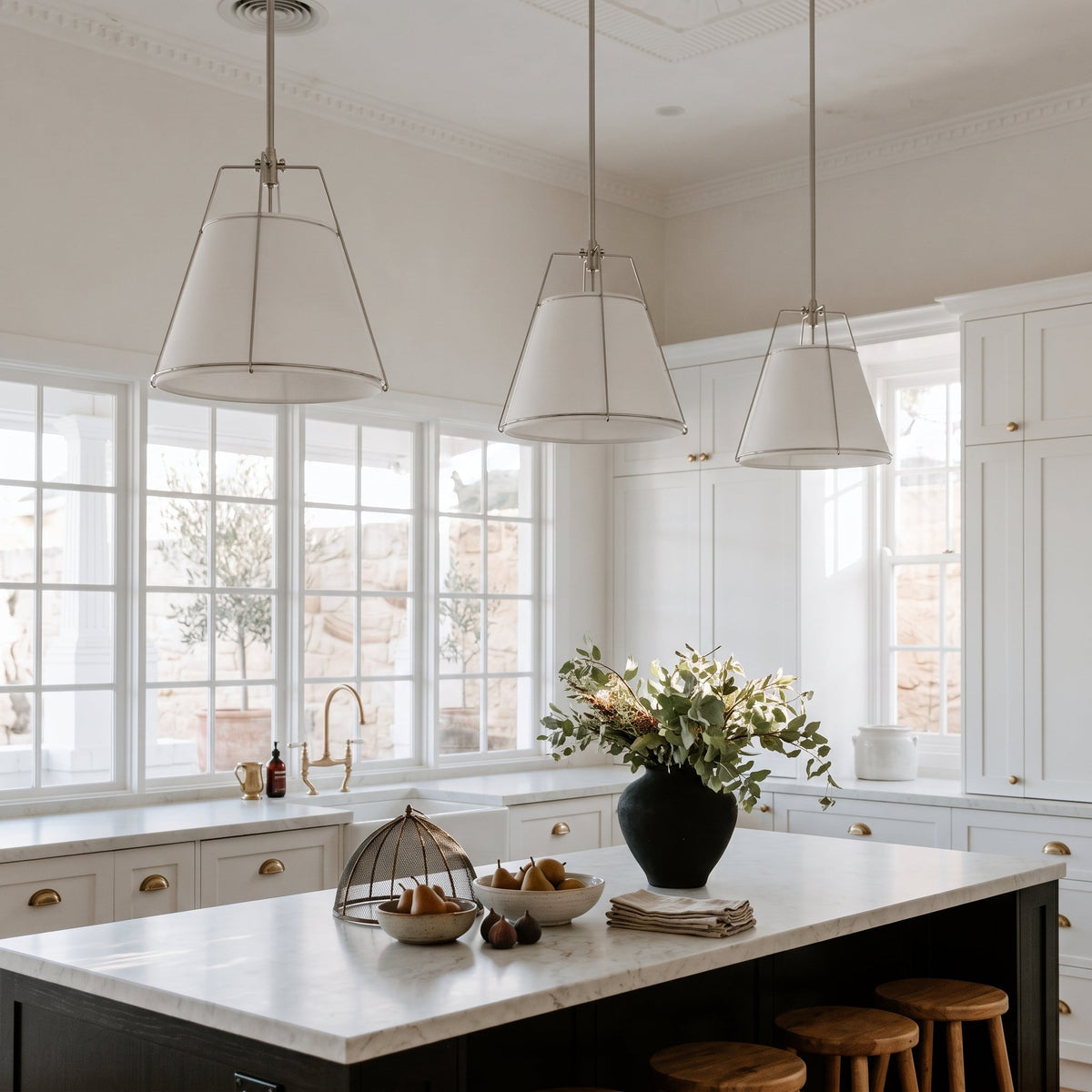 Jessie Pendant Light - White with Nickel Hardware