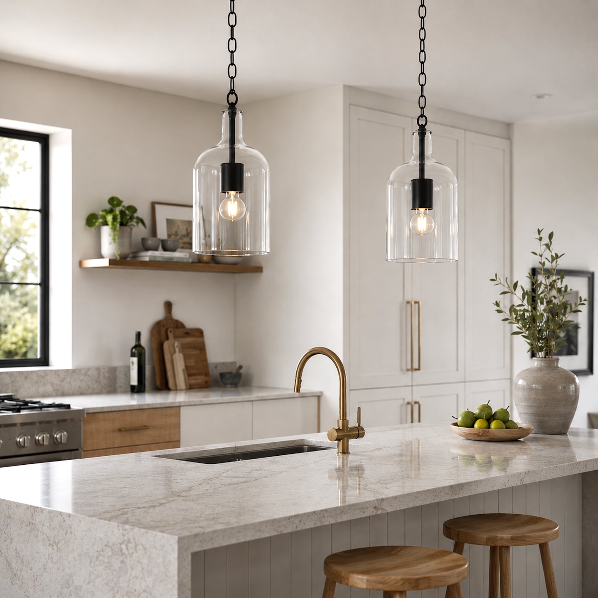 Kendal Black Glass Pendant Light - Vintage Industrial Charm