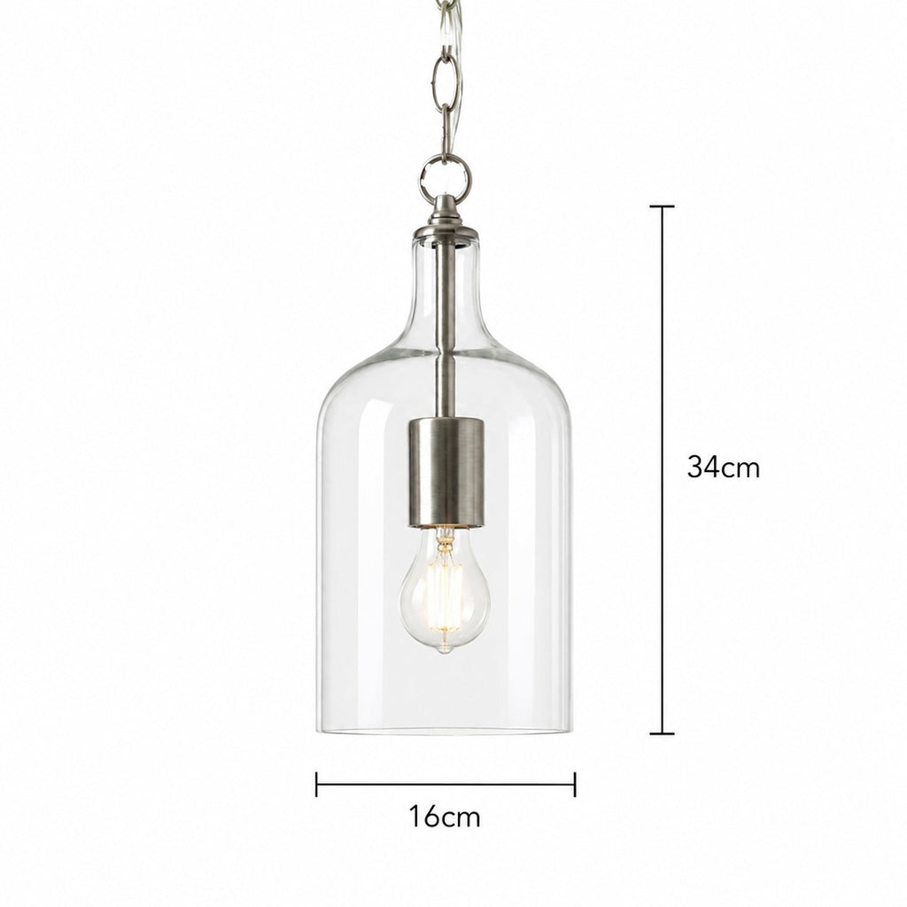 Kendal Nickel Glass Pendant Light - Modern Vintage Elegance