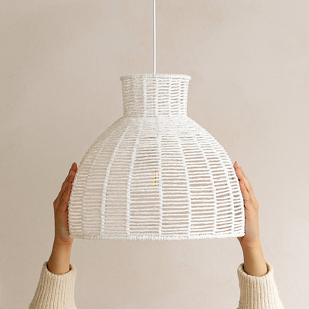 Kellie White Rope Pendant Light - Stylish Boho Home Decor