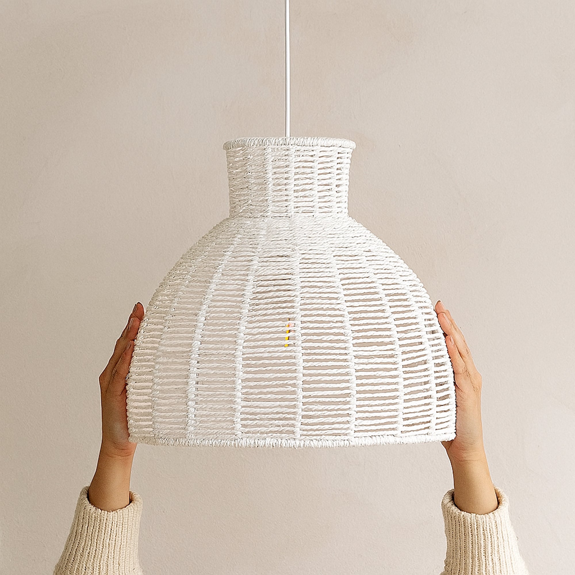 Kellie White Rope Pendant Light - Stylish Boho Home Decor
