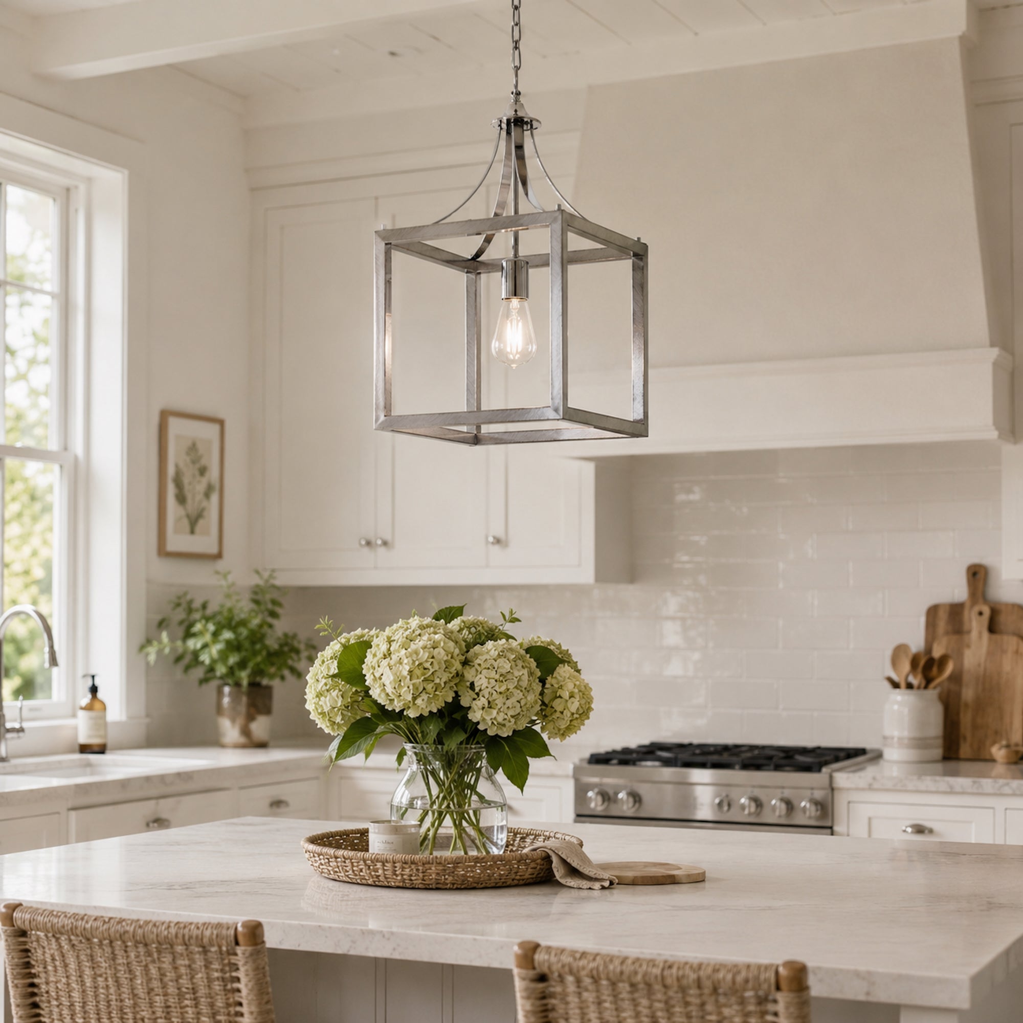 Langham Hampton Style Chrome Lantern Pendant Light