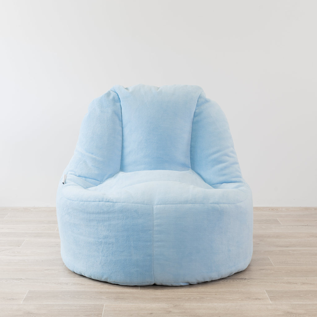 Sky Blue Plush Fur Bean Bag Cover - Comfortable Lounger for Relaxation