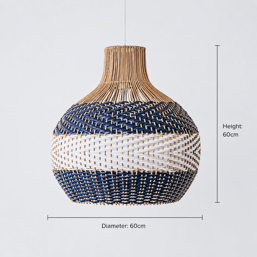 Bondi Rattan Pendant Light - White & Blue