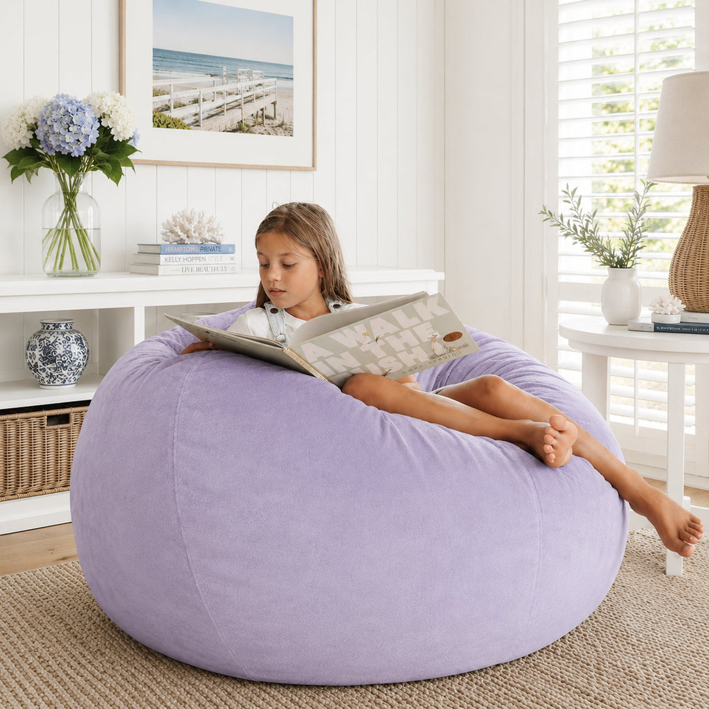 Pierre Faux Fur Bean Bag Chair in Lilac - Plush Comfort & Style
