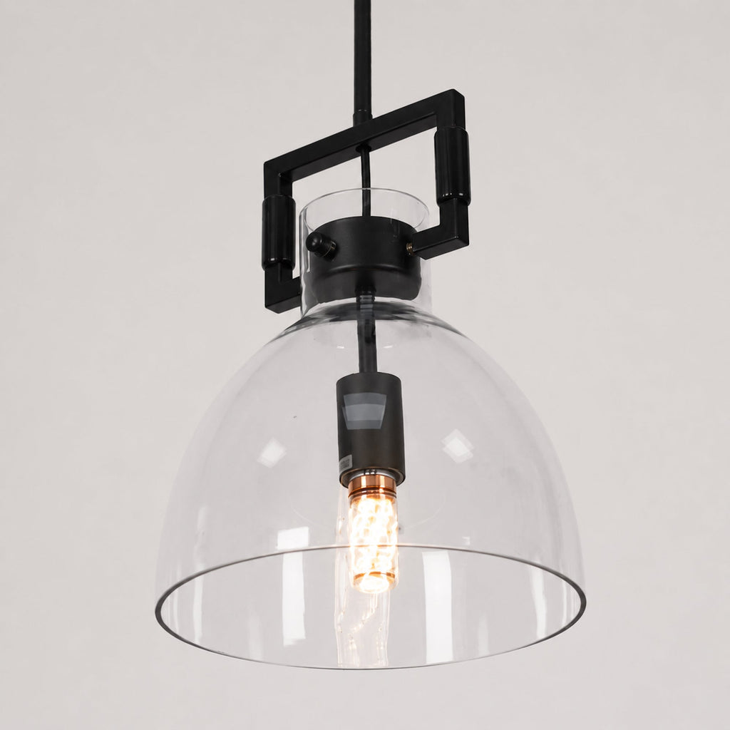 Cora Glass Pendant Light with Black Hardware | Modern Elegance