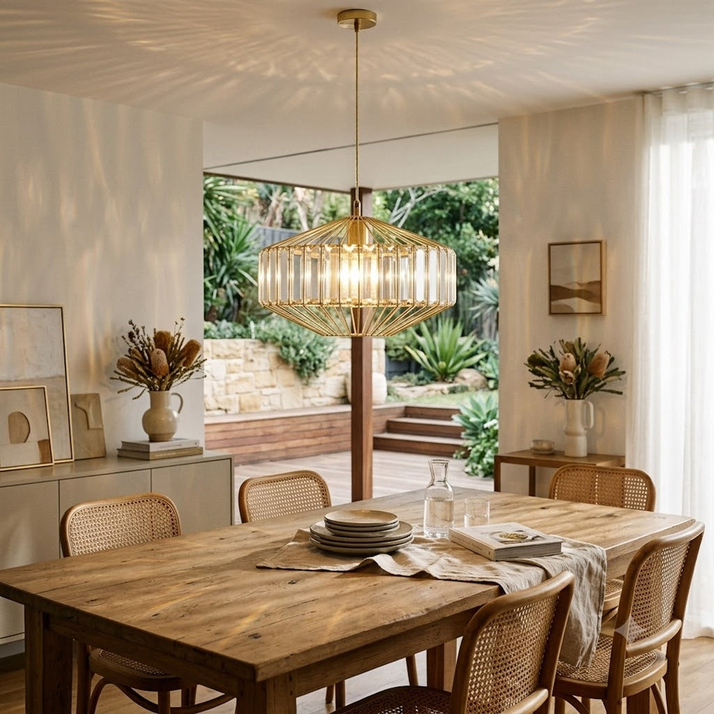 Butler Glass Prism Pendant Light - Gold