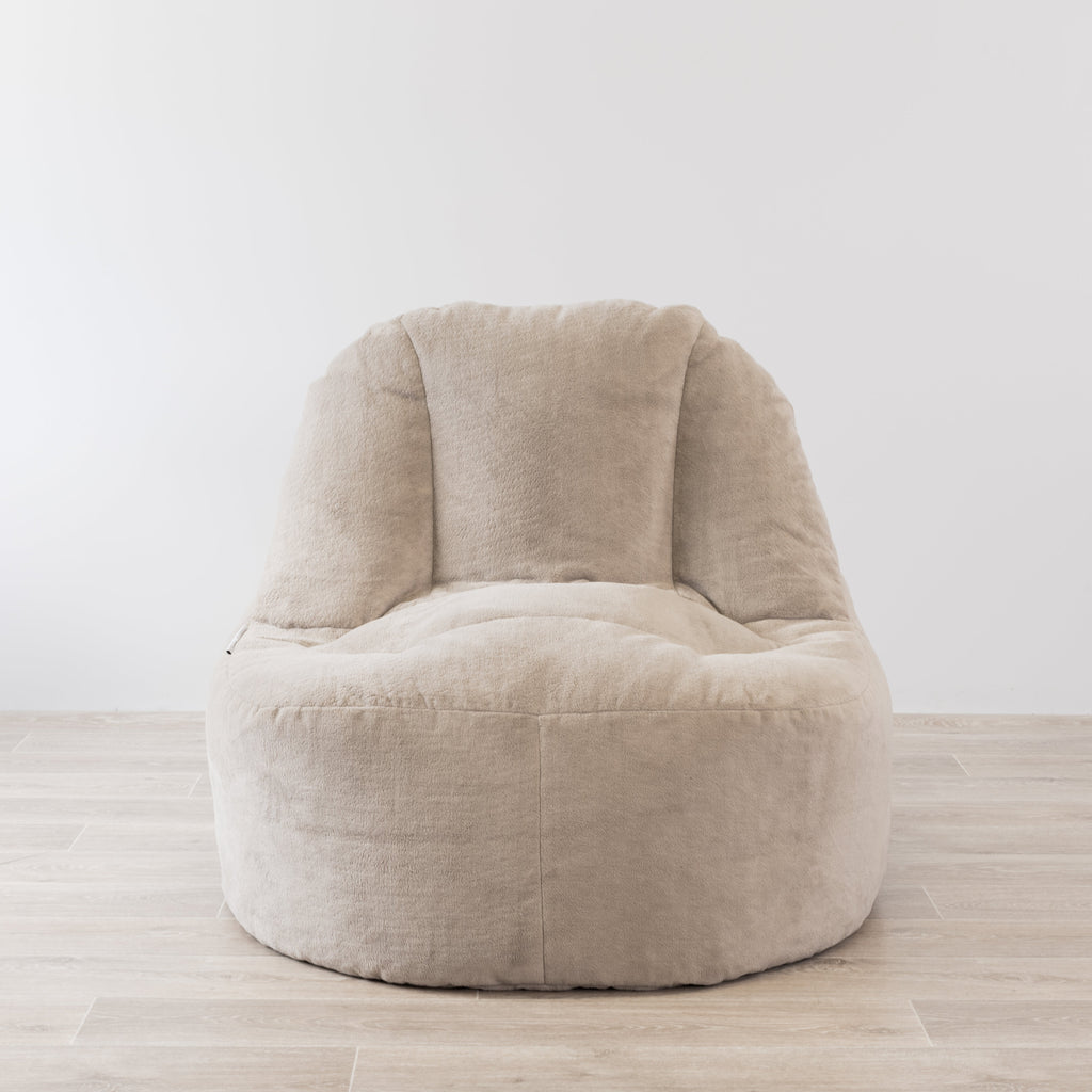 Champagne Latte Plush Faux Fur Bean Bag Lounger Chair Cover