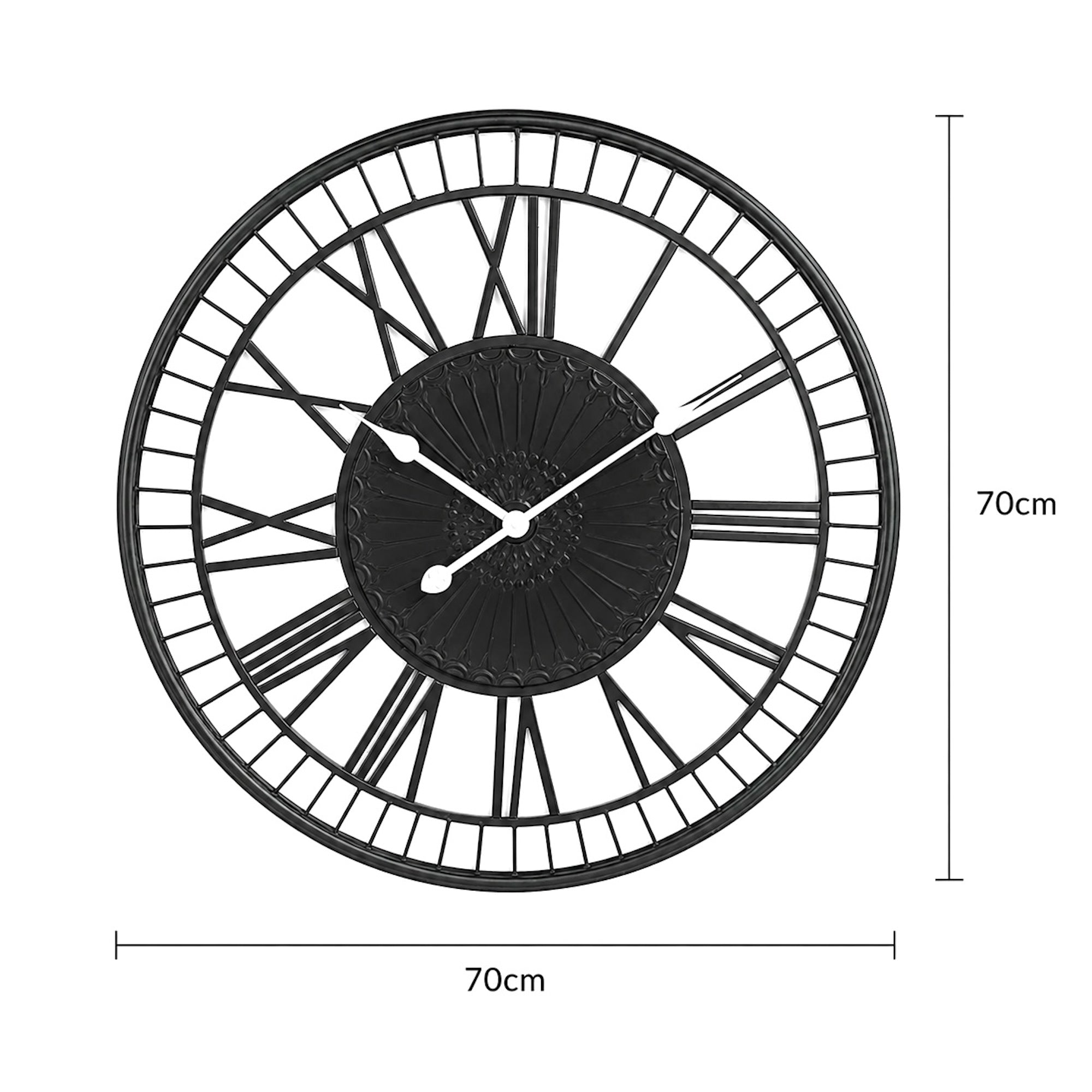 Tuscany Large Charcoal Metal Wall Clock - Vintage Industrial Style