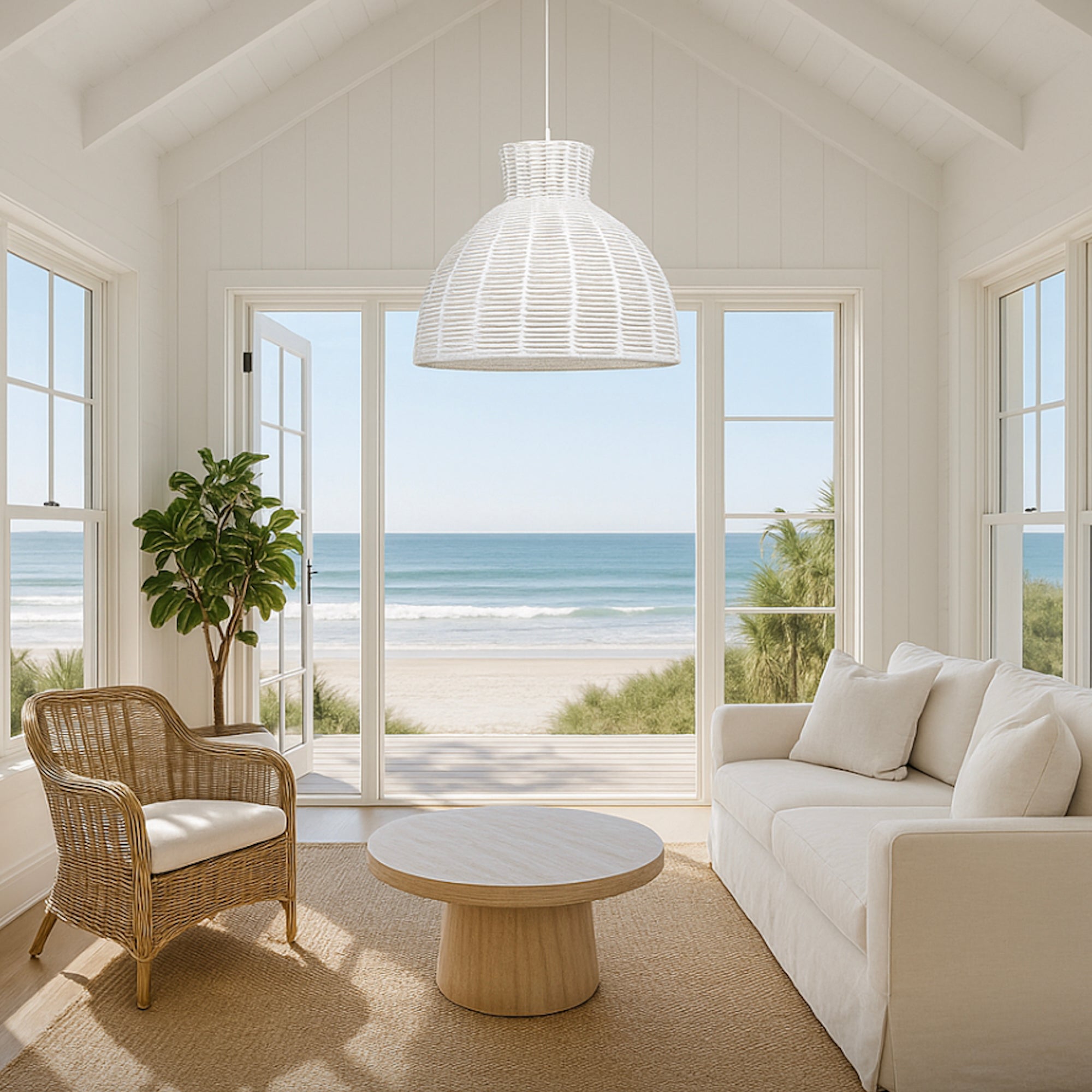Kellie White Rope Pendant Light - Stylish Boho Home Decor