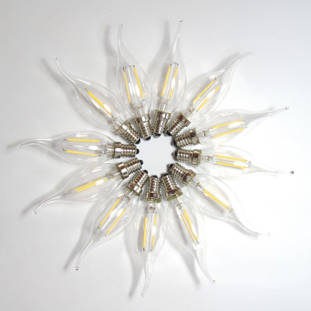 LED E14 Flame Tip Bulb - 2W Cool White Candle Light for Chandeliers