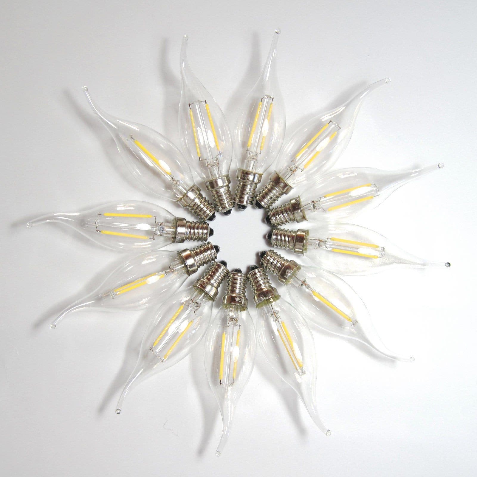 LED E14 Flame Tip Bulb - 2W Cool White Candle Light for Chandeliers