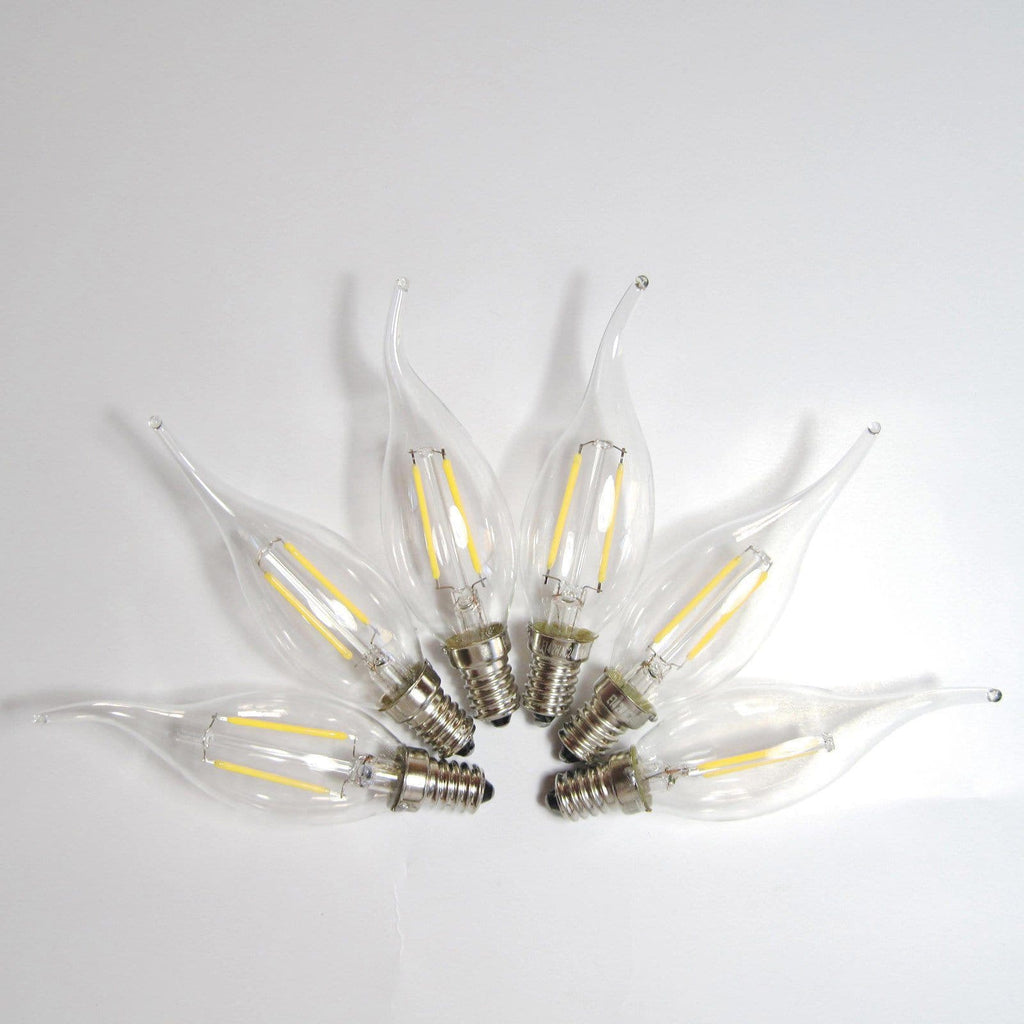 LED E14 Flame Tip Bulb - 2W Cool White Candle Light for Chandeliers