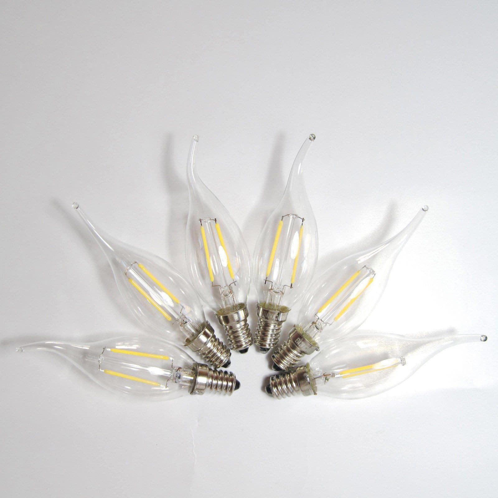 LED E14 Flame Tip Bulb - 2W Cool White Candle Light for Chandeliers