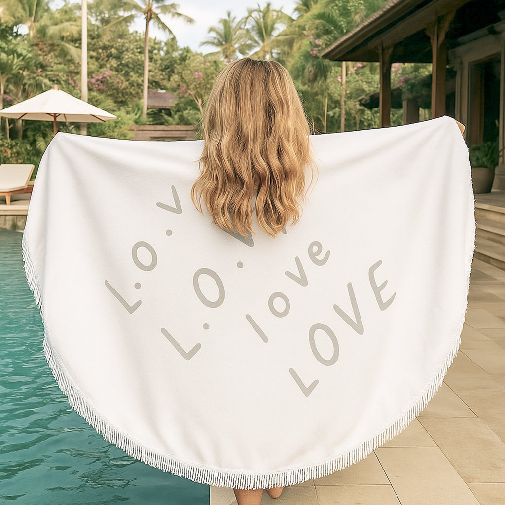 Luxury Round Beach Towel & Picnic Blanket - Love Always