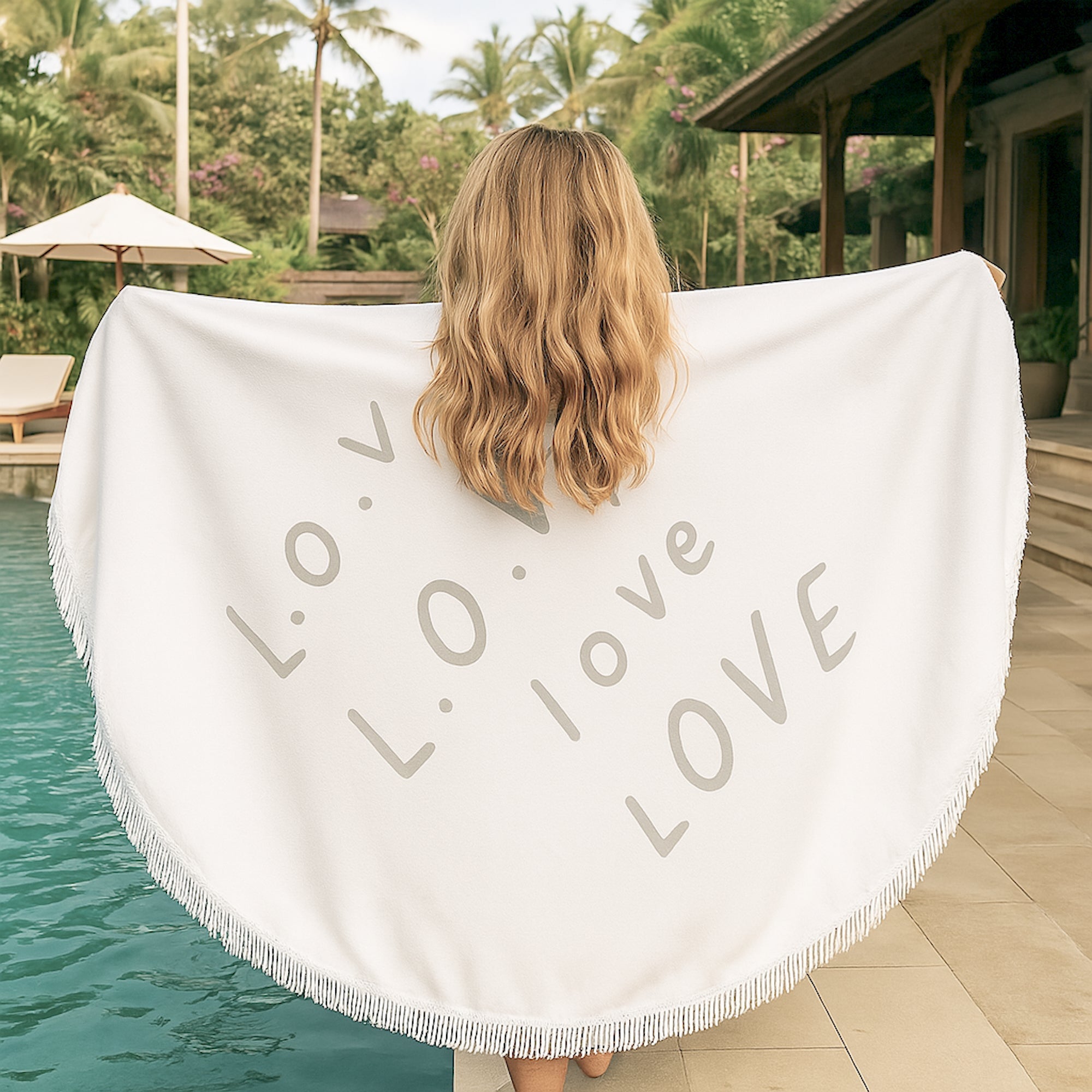 Luxury Round Beach Towel & Picnic Blanket - Love Always