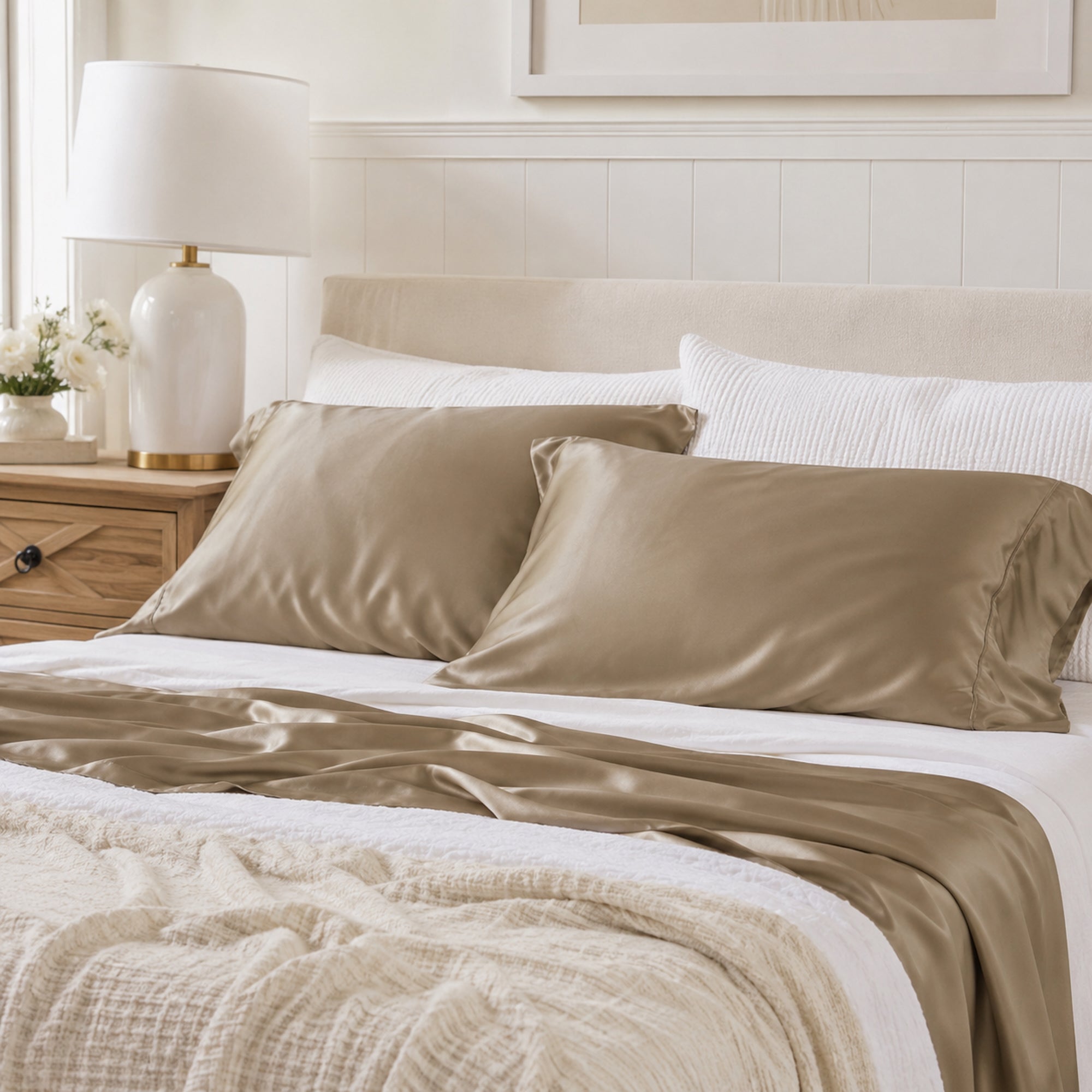 Silky Soft Bamboo Pillowcase Set - Latte | Luxury Comfort