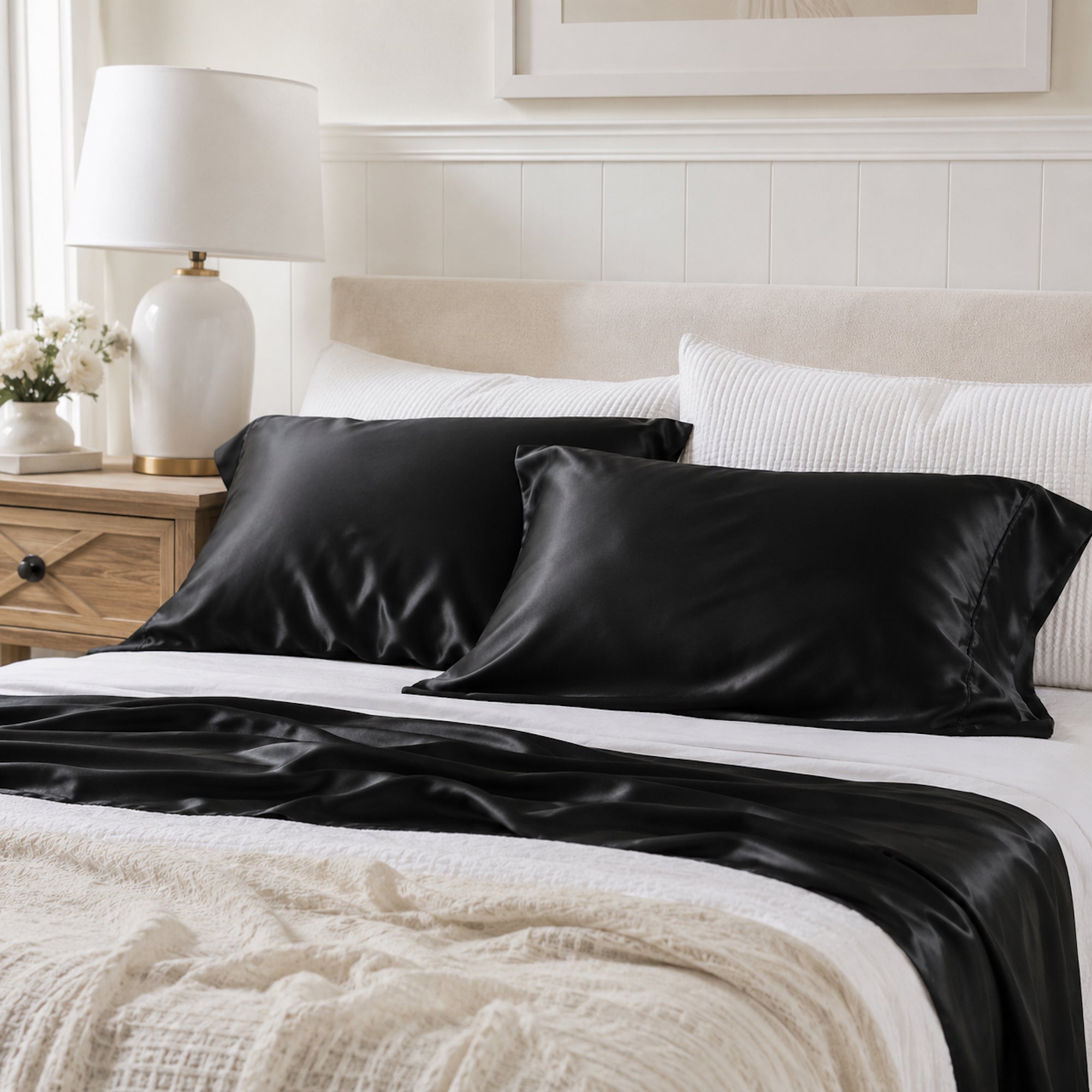 Luxurious Black Bamboo Pillowcase Set - Silky Soft & Hypoallergenic