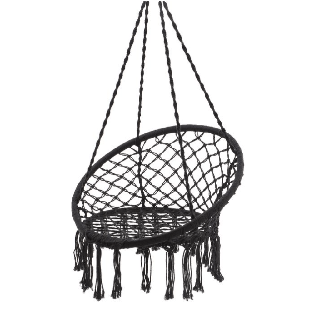 Madrid Black Macrame Hanging Chair Swing - Stylish & Comfortable