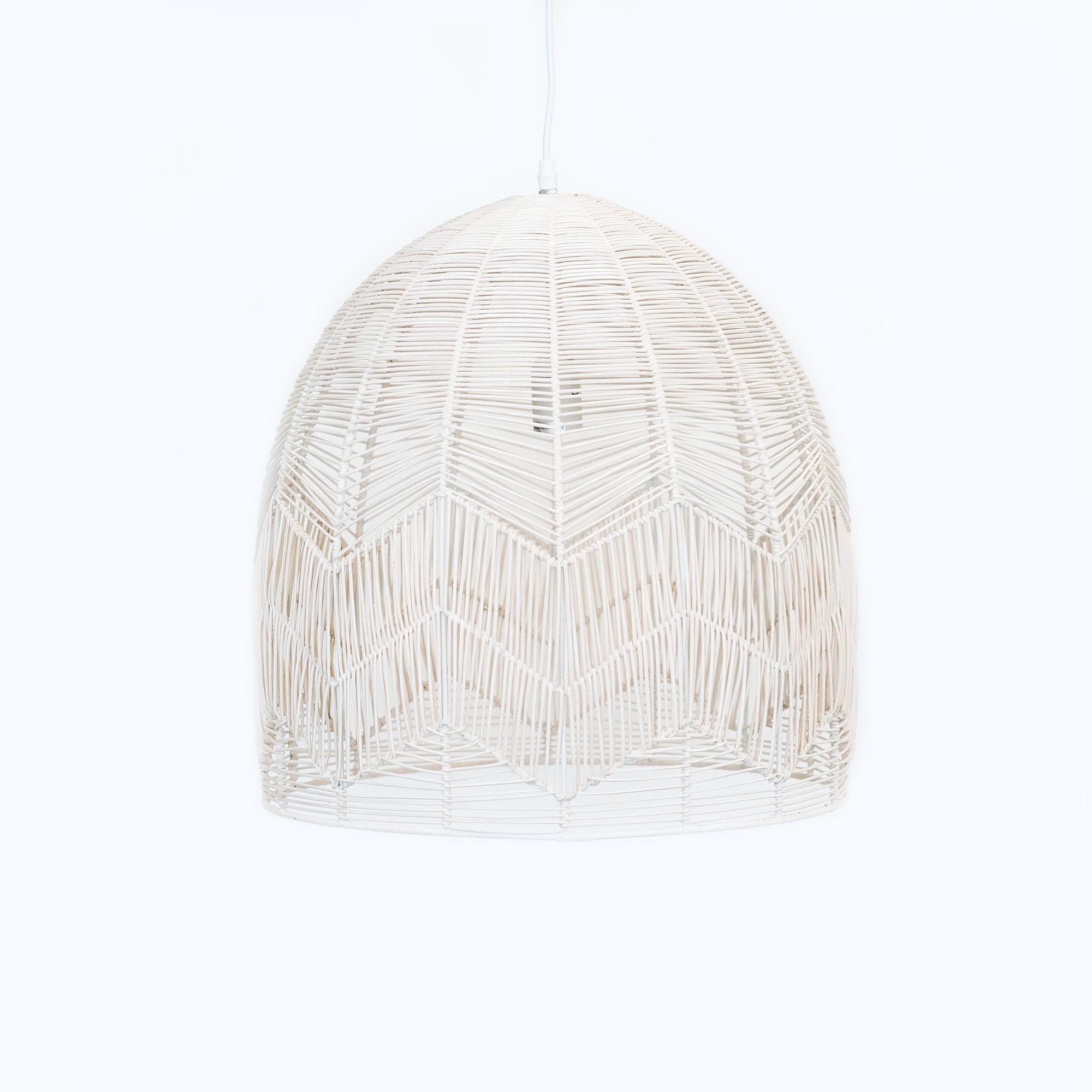 Amalfi Rattan Lace Pendant Light - Whitewash for Bohemian Style