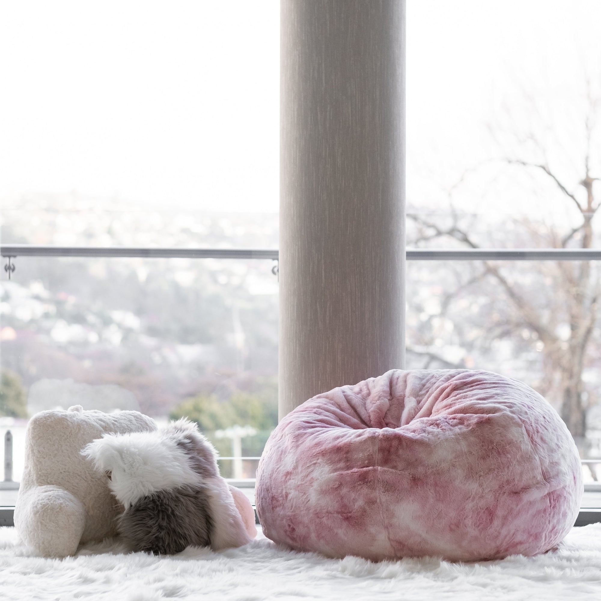 Marble Pink Cloud Plush Fur Bean Bag - Ultimate Comfort