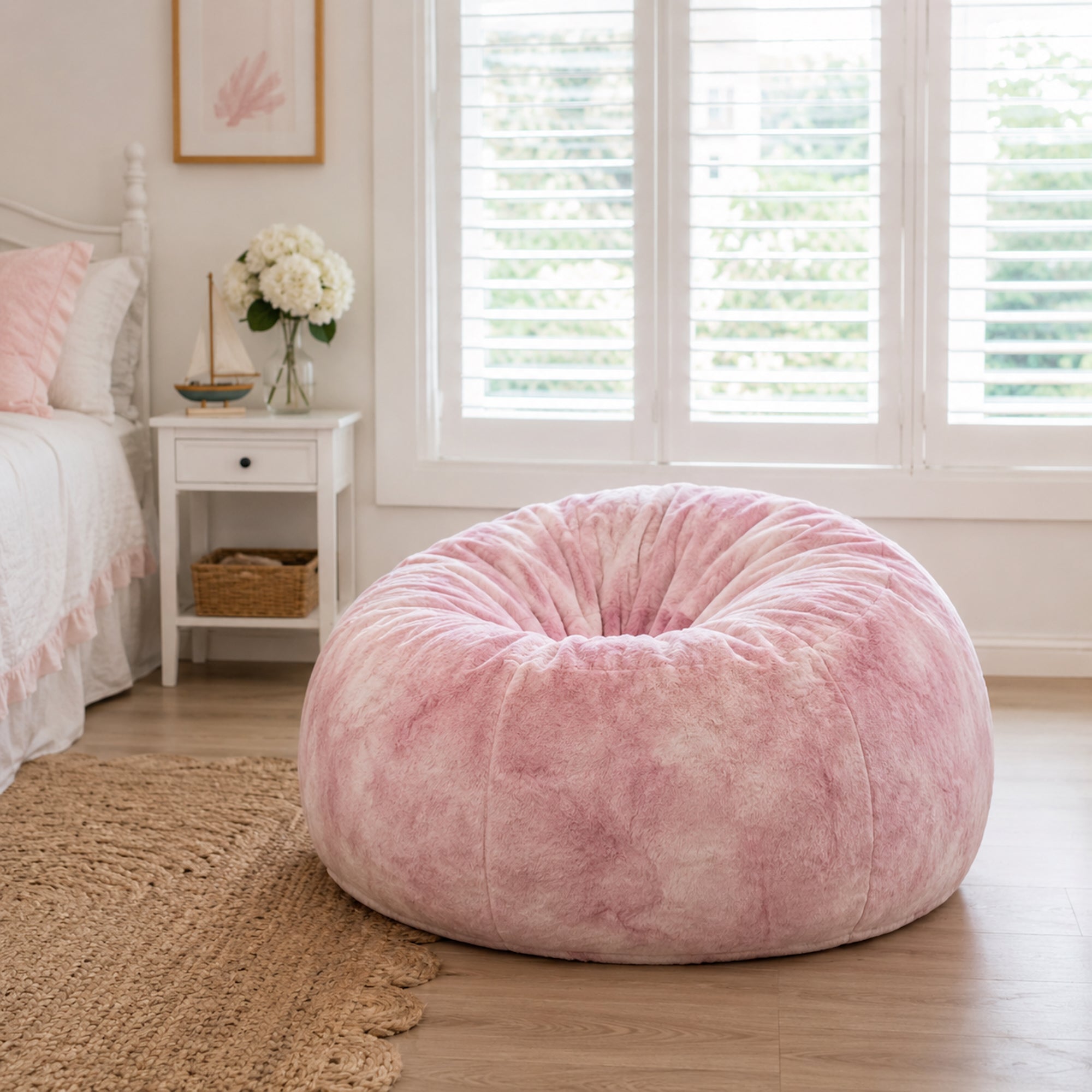 Marble Pink Cloud Plush Fur Bean Bag - Ultimate Comfort