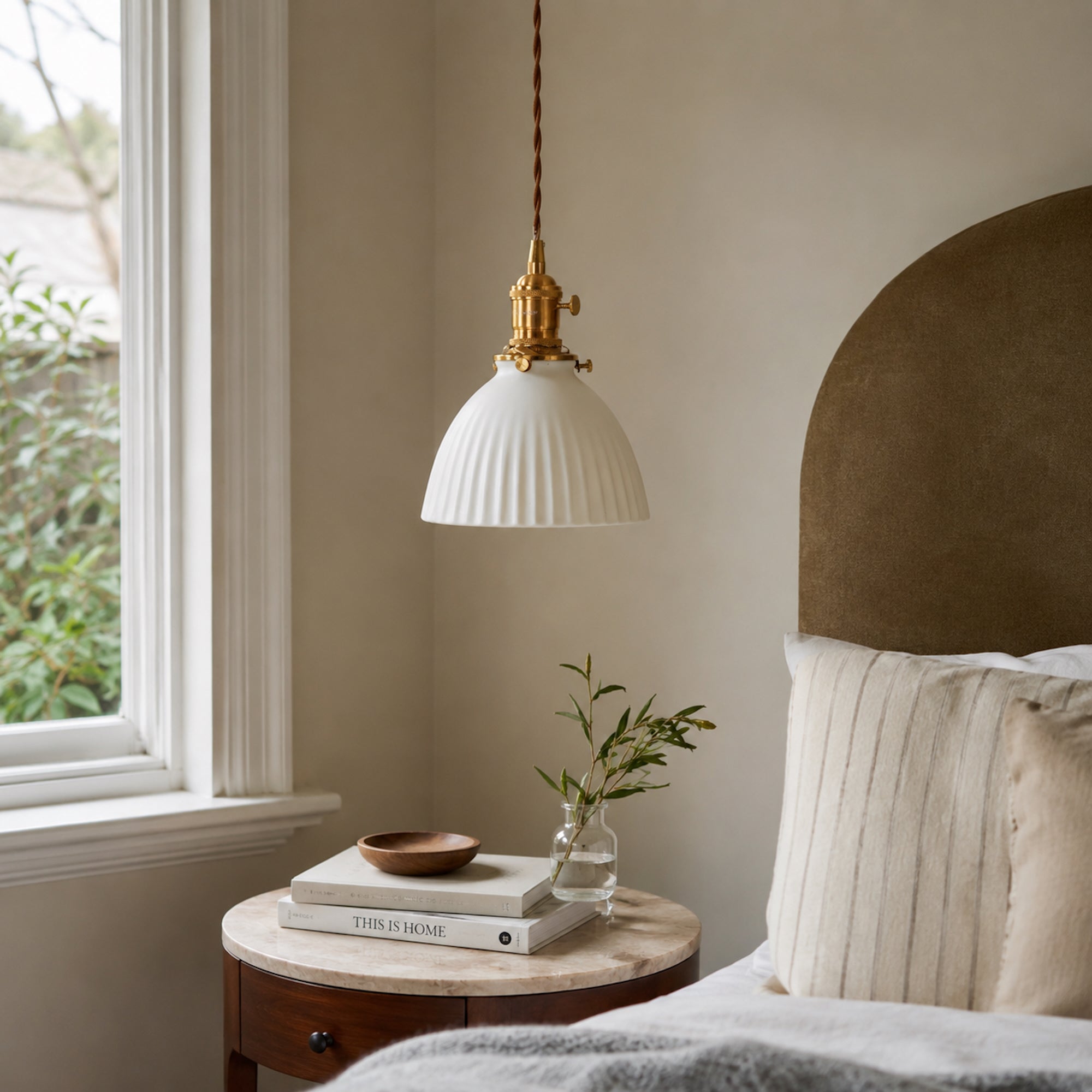 Margot Ceramic Pleated Pendant Light | Elegant Vintage Style