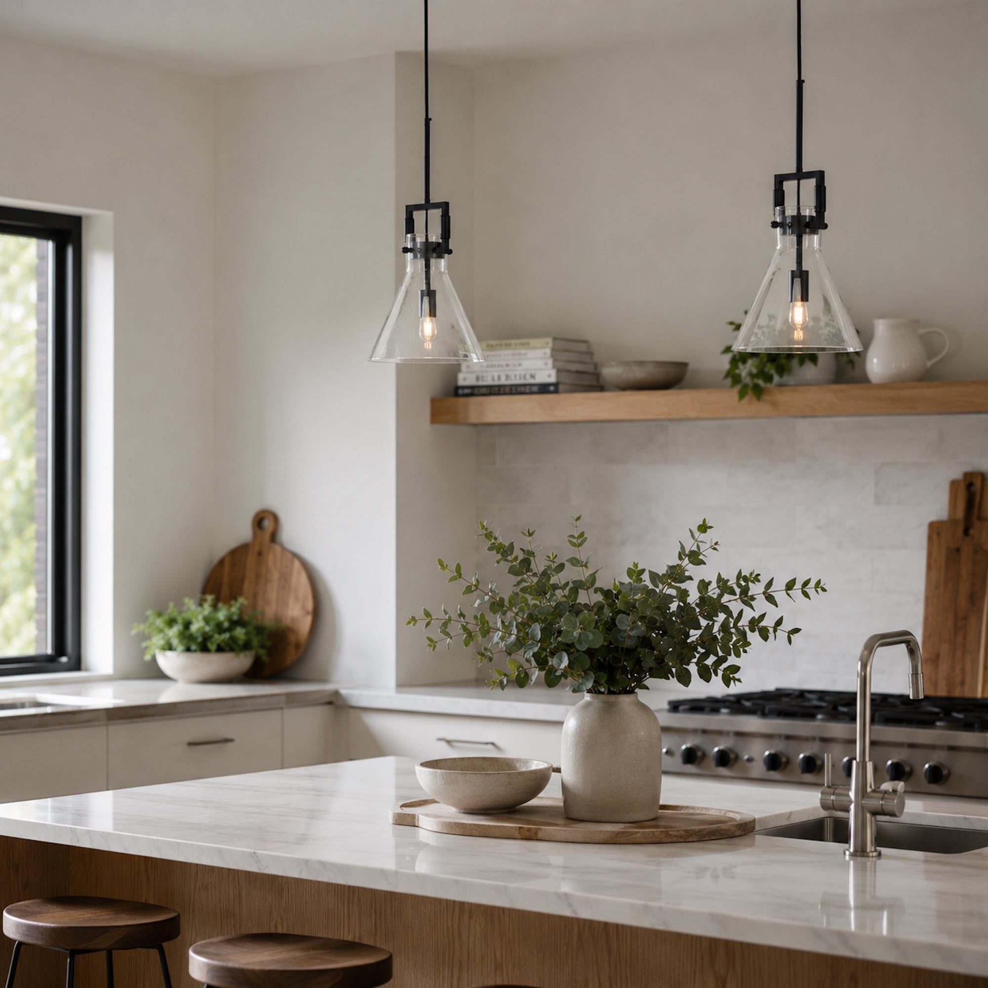 Maya Black Pendant Light - Elegant Glass Shade & Adjustable Cord