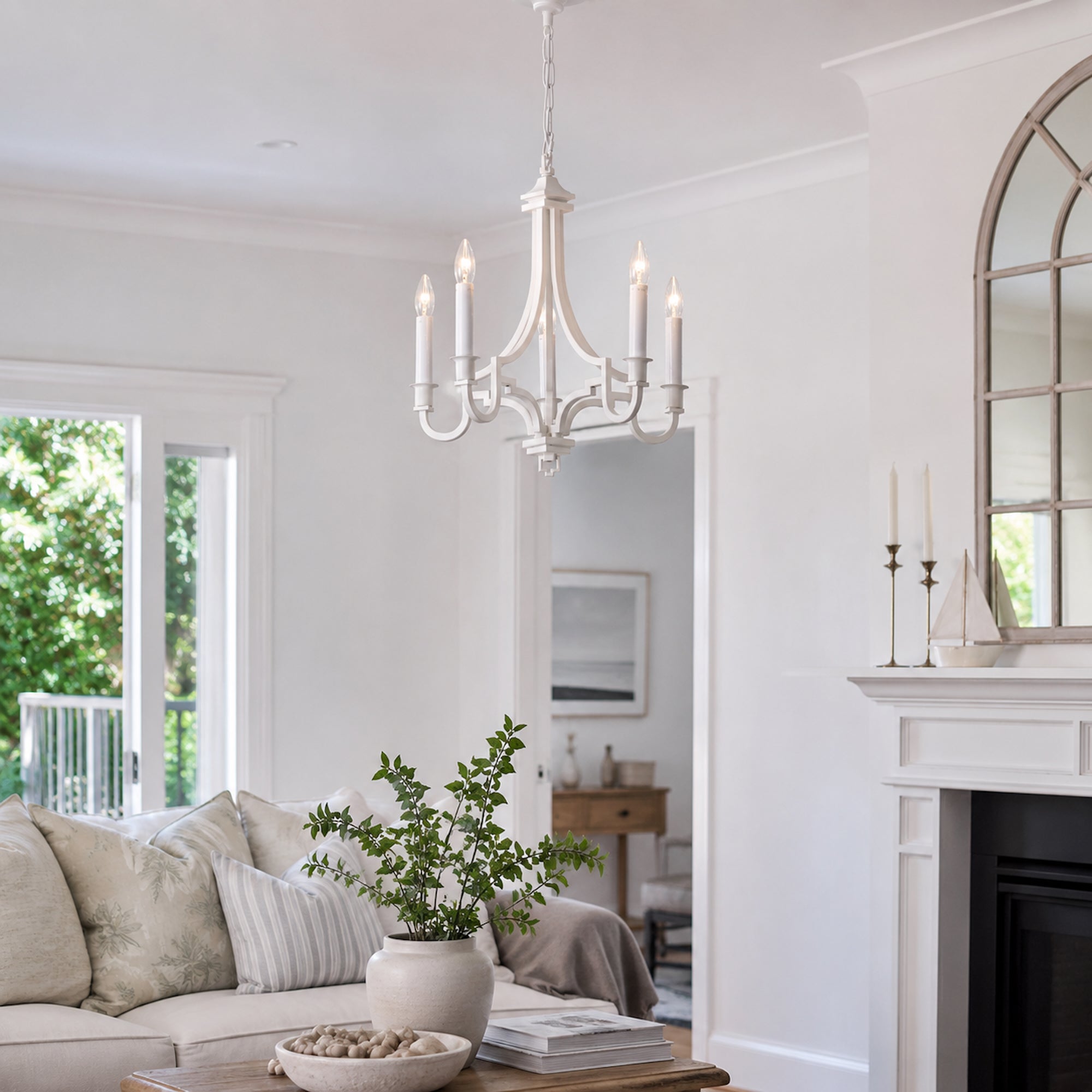 Kalani 5-Light Modern White Chandelier - Elegant Illumination