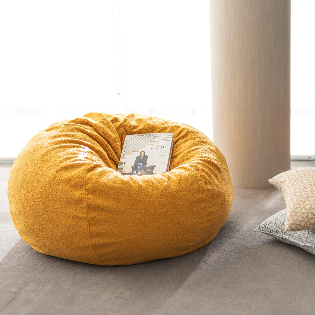 Chic Mustard Boucle Bean Bag - Stylish & Comfortable