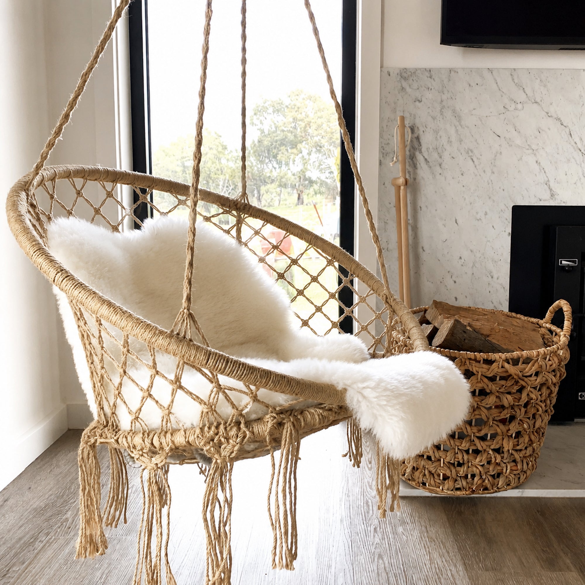 Madrid Macrame Hanging Chair - Cozy Natural Swing for Relaxation