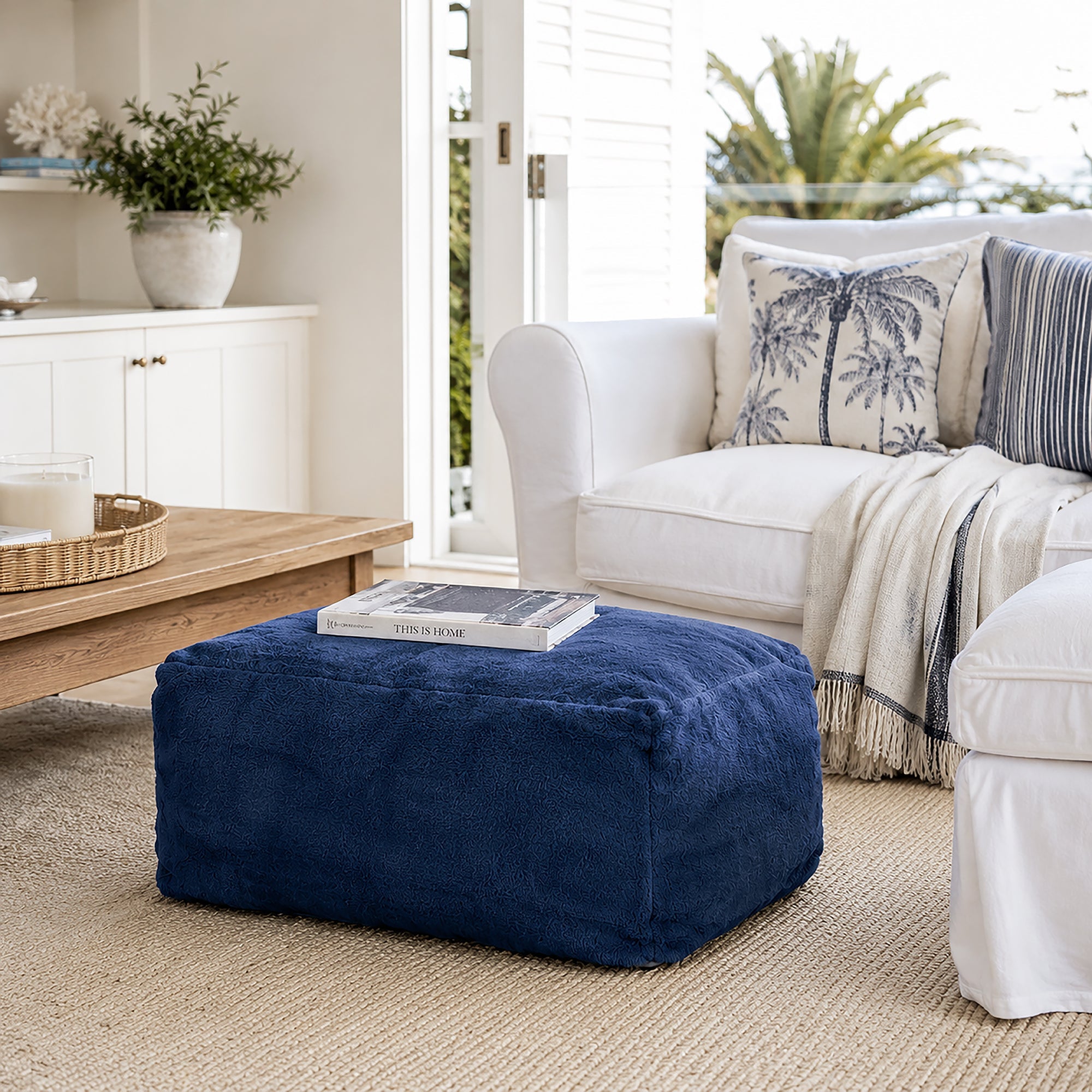 DreamPod® Navy Blue Ottoman - Plush Foam for Cozy Relaxation