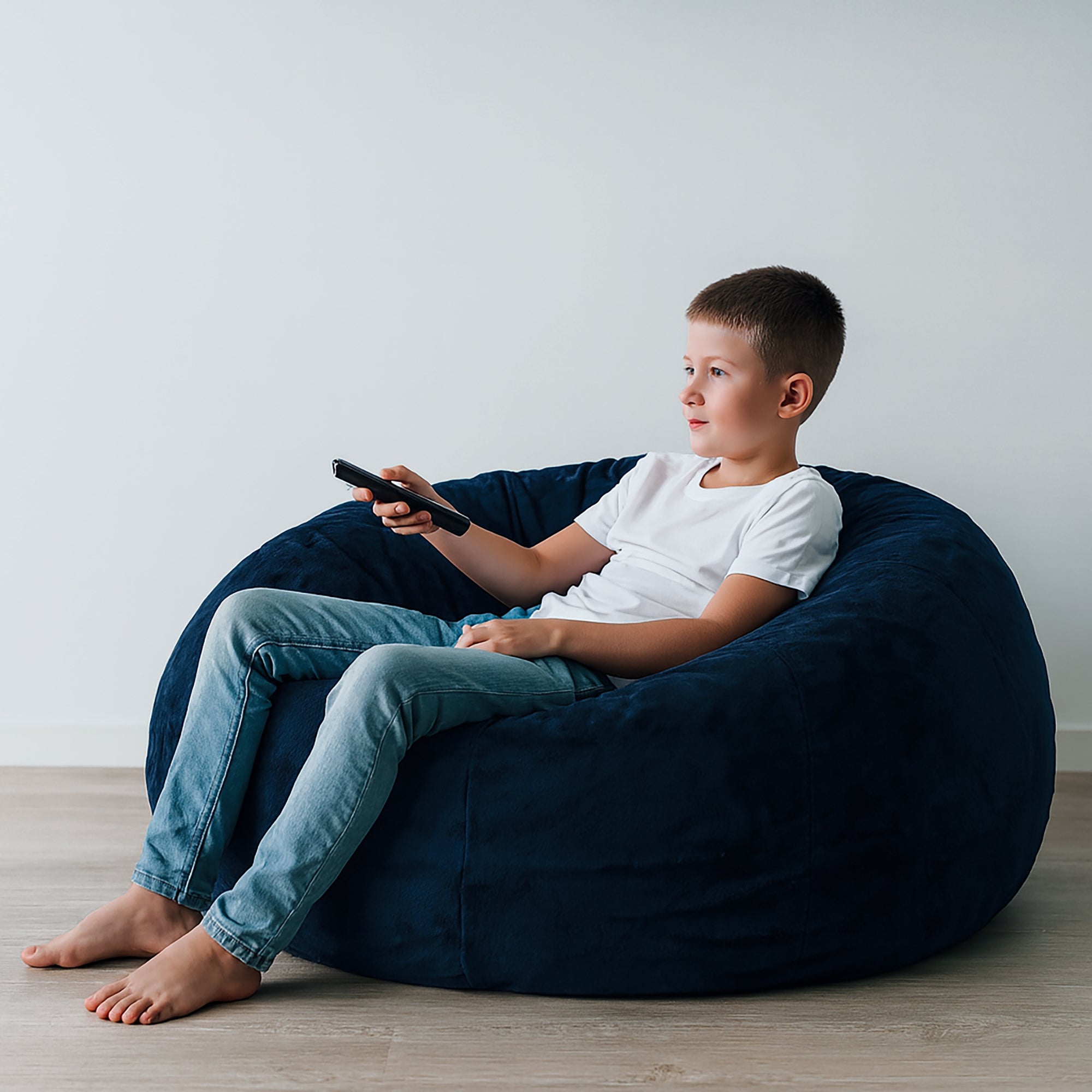 Luxury Navy Blue Cloud Plush Fur Bean Bag for Ultimate Comfort