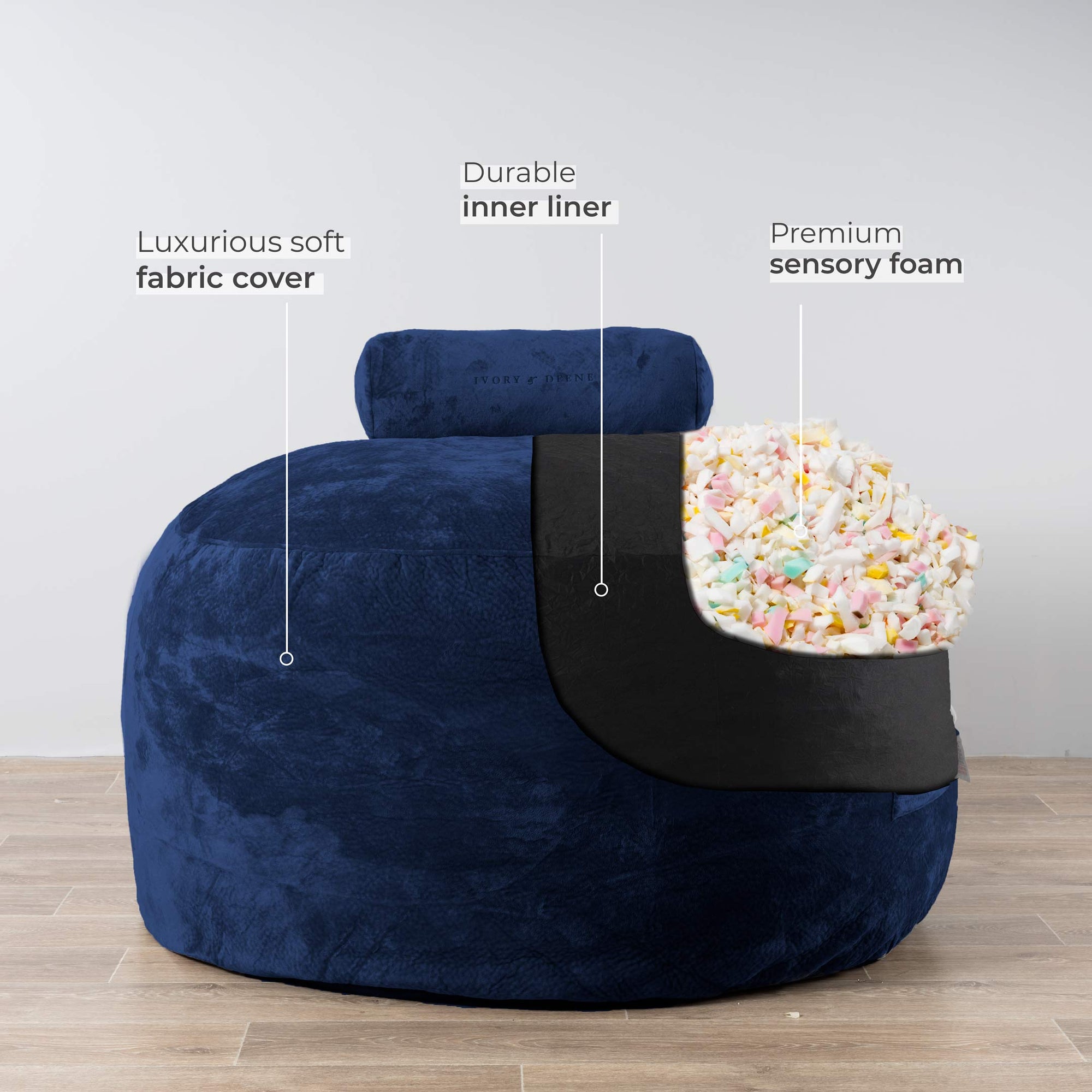 DreamPod Classic Navy Bean Bag - Ultimate Comfort & Support