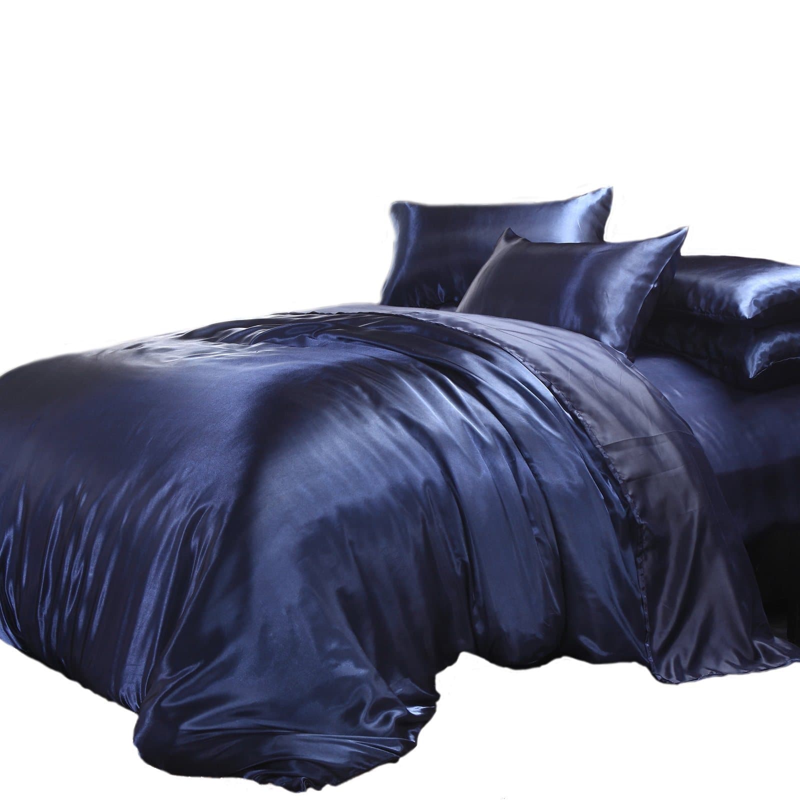 Luxurious Navy Blue Satin King Size Quilt Cover by Ivory & Deene