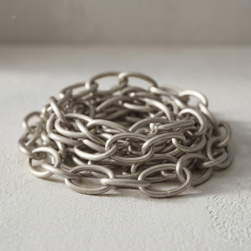 50cm Brushed Nickel Chain Extension with Carabiner - Stylish & Versatile